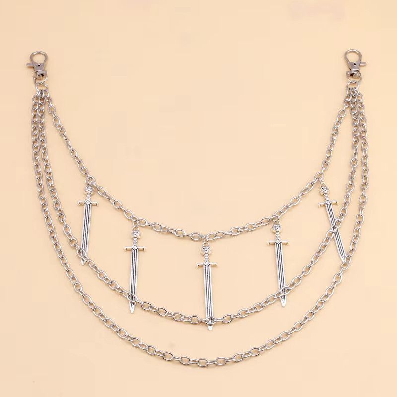 Jewelry Cross Sword Charm Belt Waist Chain Multi Layer Size ONE SIZE - 4 Thumbnail
