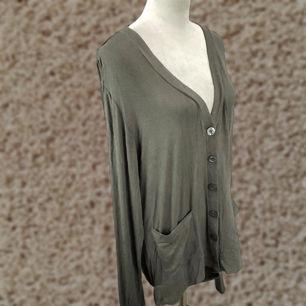 Free People Free People Cardigan Shirt Womens Small Gray Cold Shoulder Button V-Neck Bohemian Beach All Seasons Pockets Casual Womens Size S / US 4 / IT 40 - 1 Thumbnail