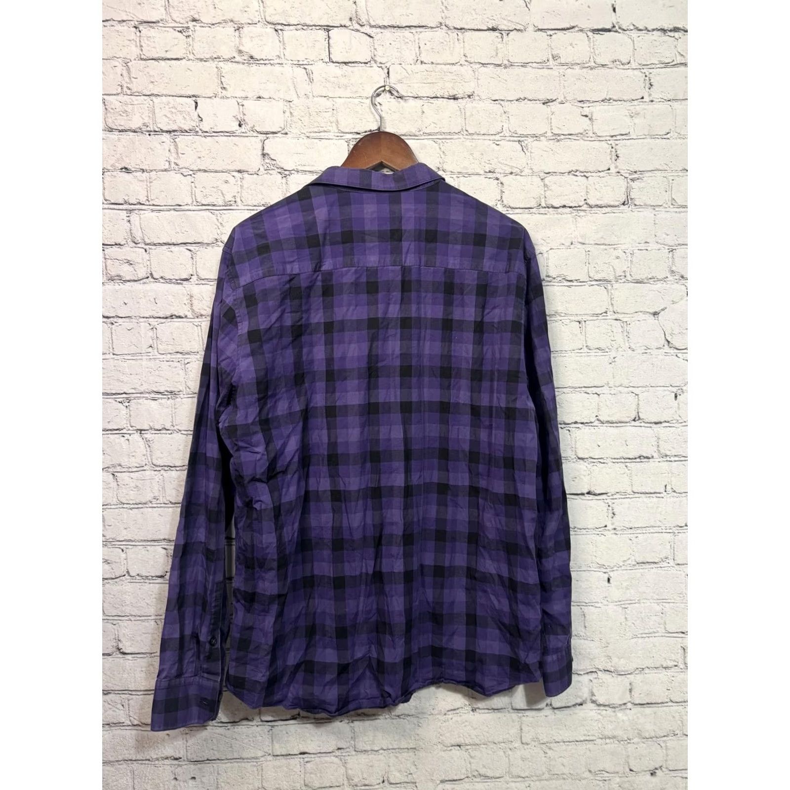 Alfani Alfani Men's Button-Up Shirt XL Purple Plaid Slim Fit Stretch Long Sleeve Button-Down Collar mens XL Purple Plaid Shirt Size US XL / EU 56 / 4 - 2 Thumbnail