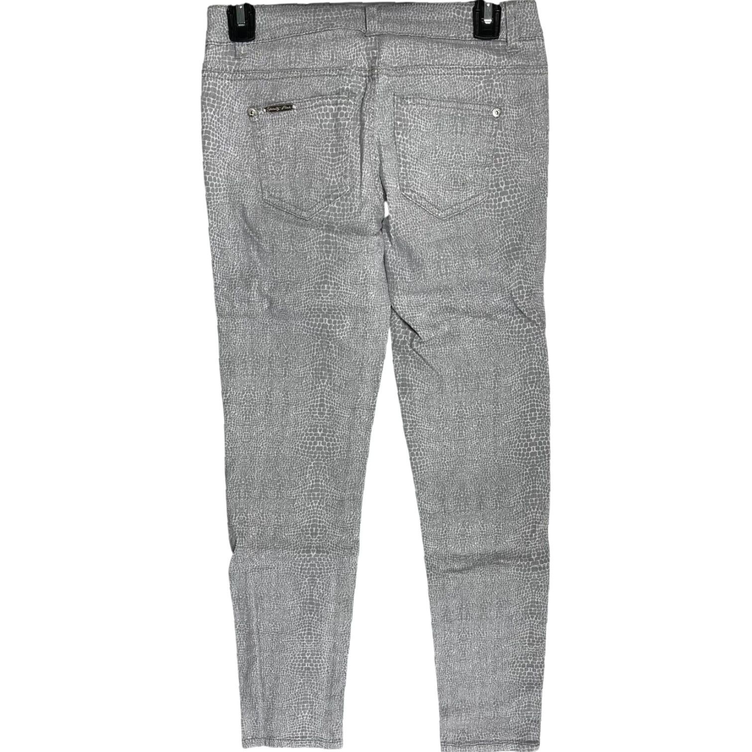 Vintage Celebrity Pink Skinny Jeans Women Size 3 Gray White Snakeskin Pattern Low Rise Jeans Women 27in Waist 28in Inseam 10in Leg Opening Size 27" / US 4 / IT 40 - 2 Thumbnail