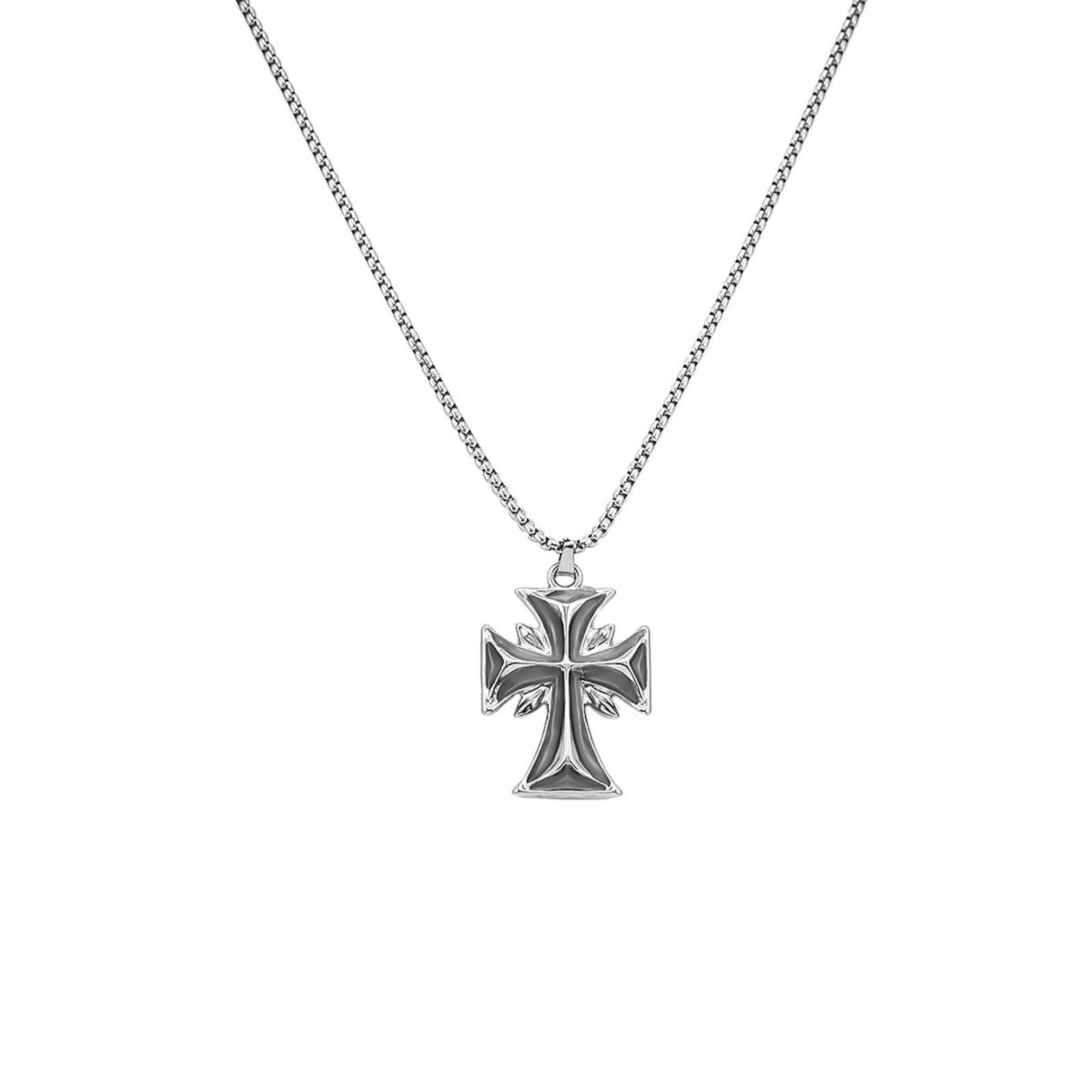 Jewelry Silver Gothic Cross Pendant Necklace, Chunky Chain Size ONE SIZE - 4 Thumbnail