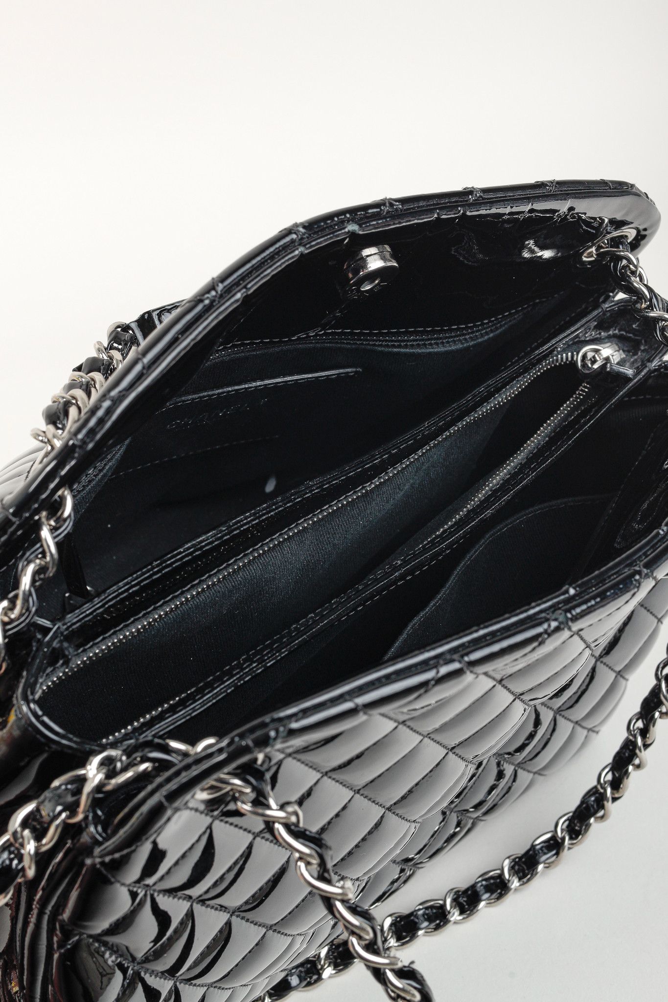 Chanel Chanel Just Mademoiselle Quilted Patent Leather Handbag Size ONE SIZE - 11 Thumbnail