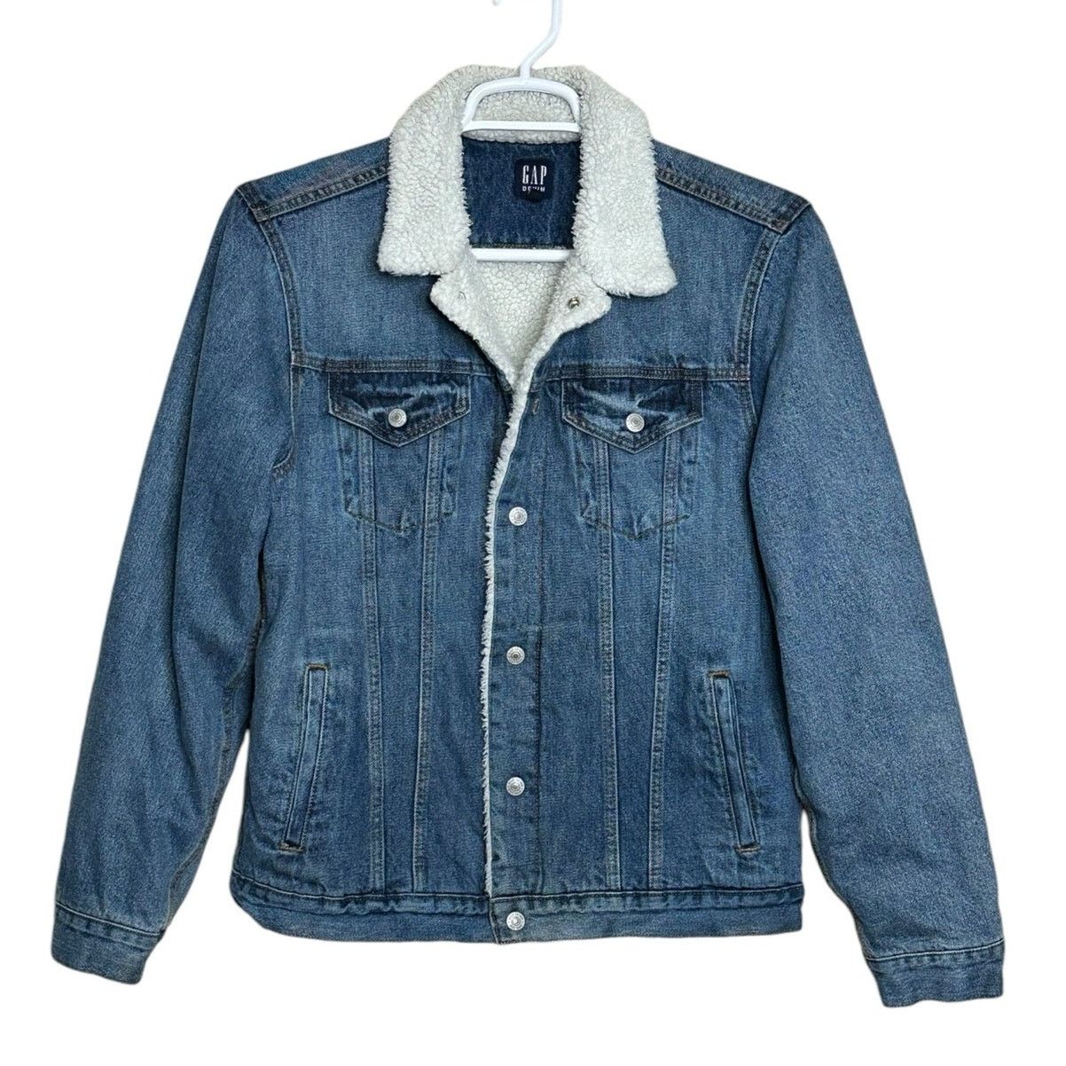 Gap Gap blue denim sherpa snap buttoned jacket size Large Size US L / EU 52-54 / 3 - 1 Thumbnail