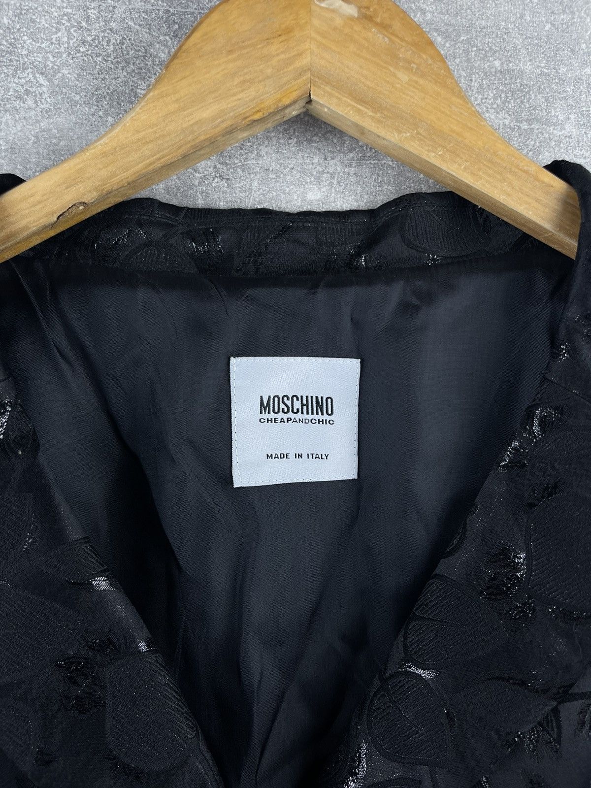 Moschino Moschino Cheap and Chic Luxury Black Flowers Cotton Blazer Size L / US 10 / IT 46 - 8 Thumbnail