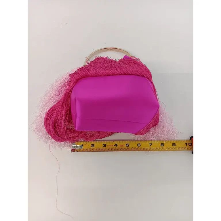 Jimmy Choo Jimmy Choo Bon Bon Small Fringed Satin Bucket Bag - Fuchsia Size ONE SIZE - 15 Thumbnail