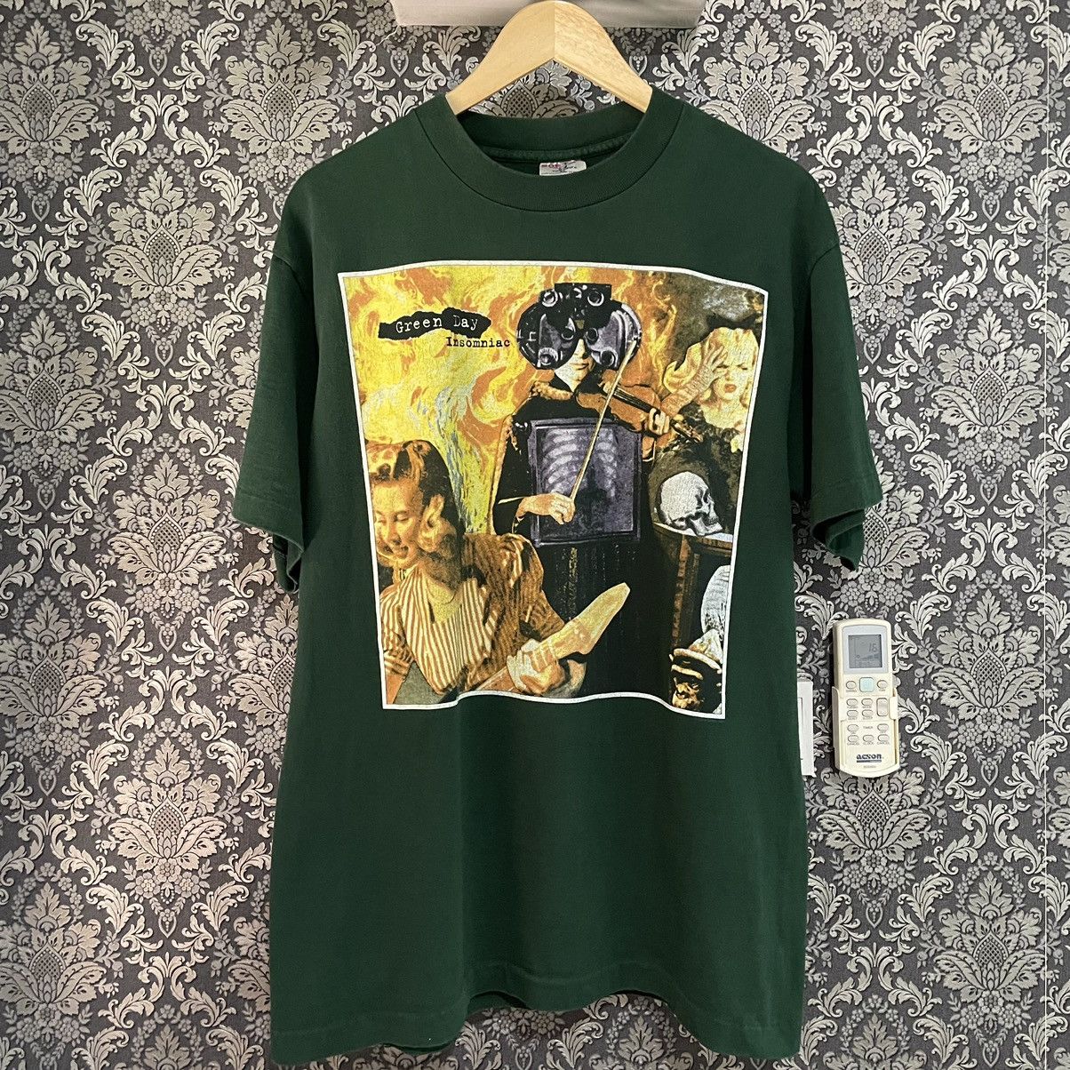 Image of Band Tees x Tour Tee 1995 Vintage Green Day Insomniac World Tour Size XL in Emerald Green, Men's