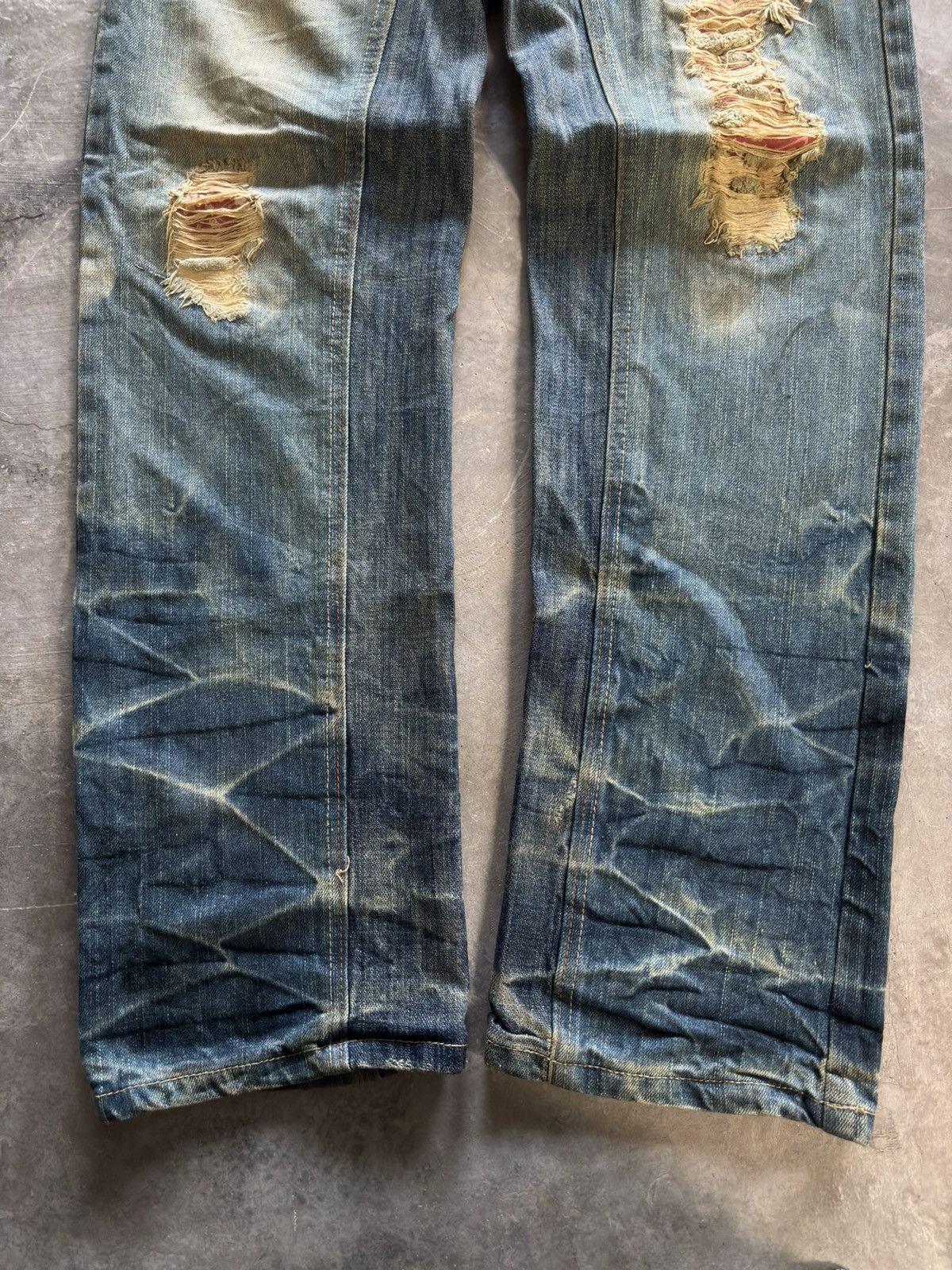Hysteric Glamour × If Six Was Nine × Japanese Brand GUMU distressed japanese denim sakura sukajan sick mud wash Size US 31 - 13 Thumbnail