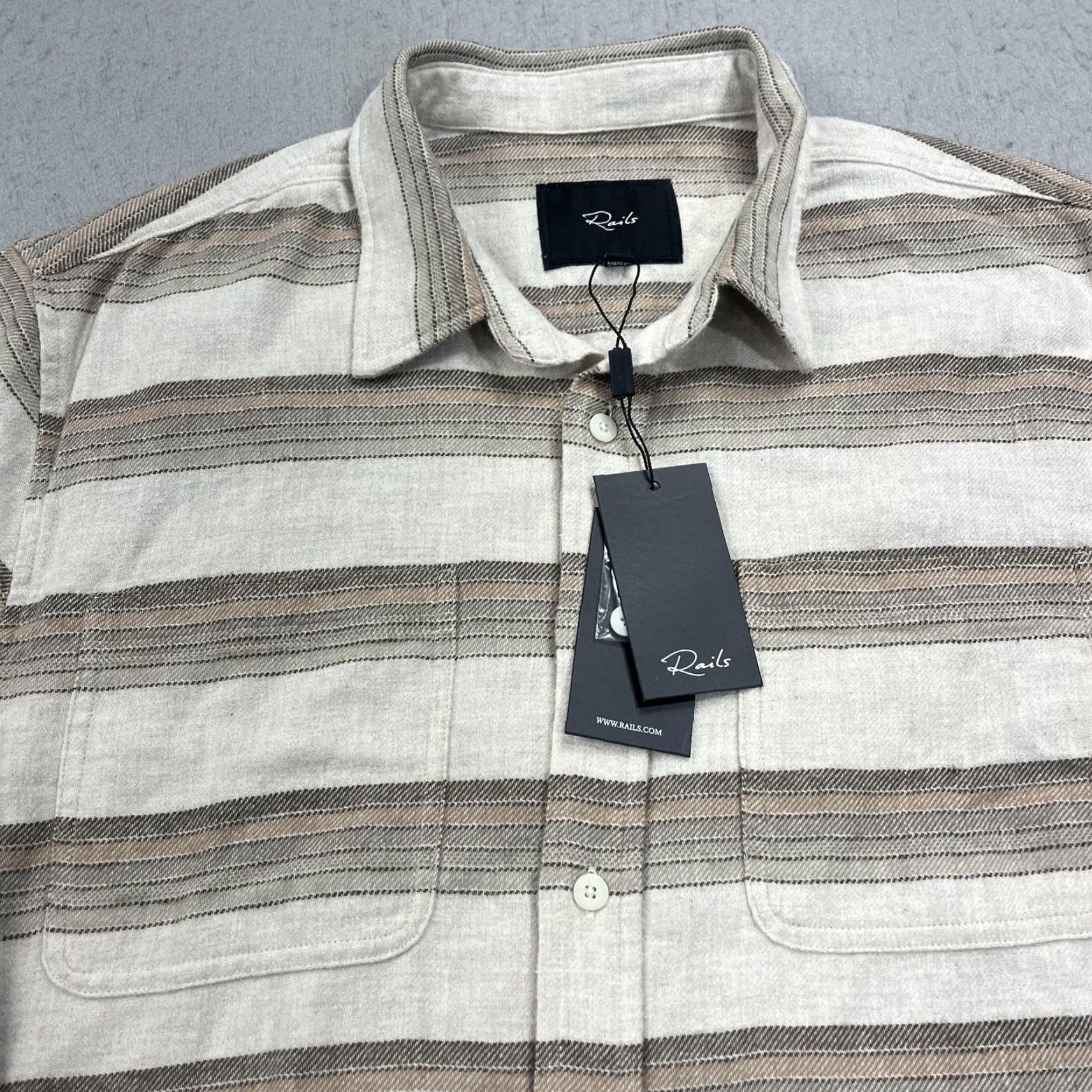 Rails Rails Shirt Mens Medium Beige Sunset Ivan Canteen Stripe Long Sleeve Button NWT Size US M / EU 48-50 / 2 - 2 Thumbnail
