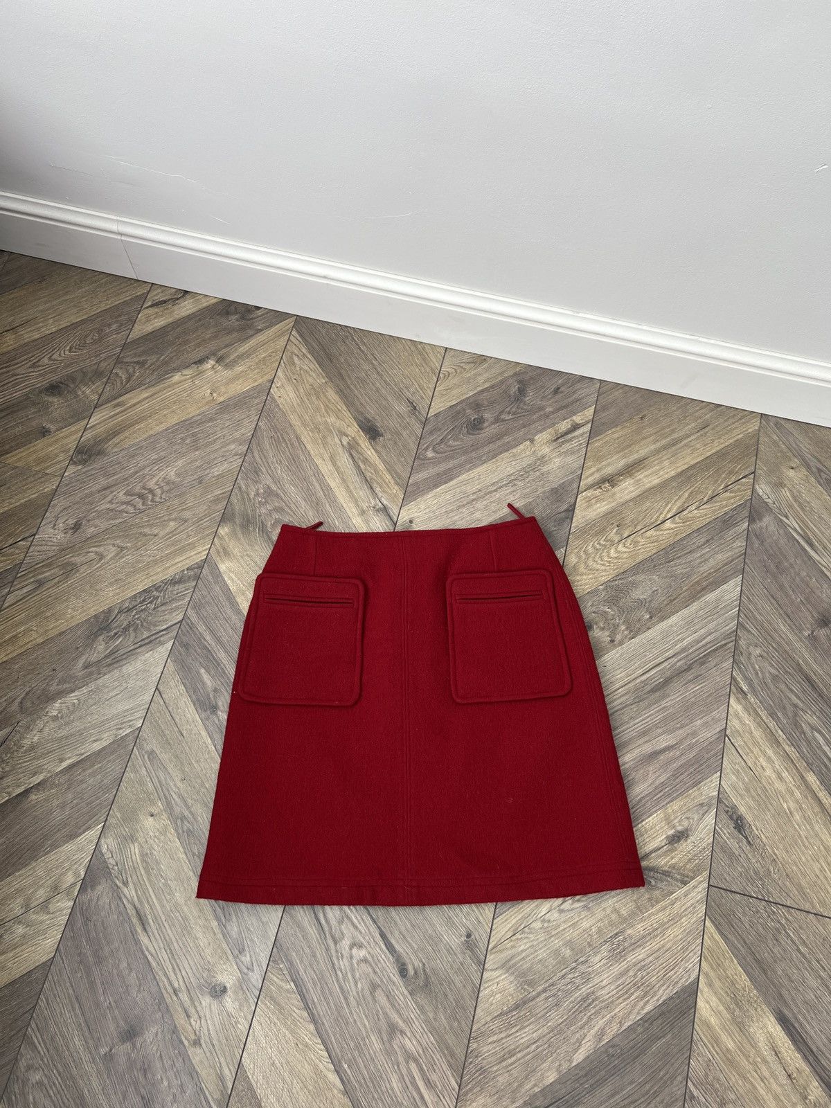 Vintage × Weekend Max Mara Vintage Weekend Max Mara Cranberry Red Wool A-Line Skirt Size 26" / US 2 / IT 38 - 2 Thumbnail