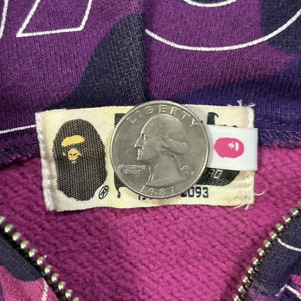 Bape BAPE Text Purple Camo Full Zip Hoodie Size S / US 4 / IT 40 - 6 Thumbnail
