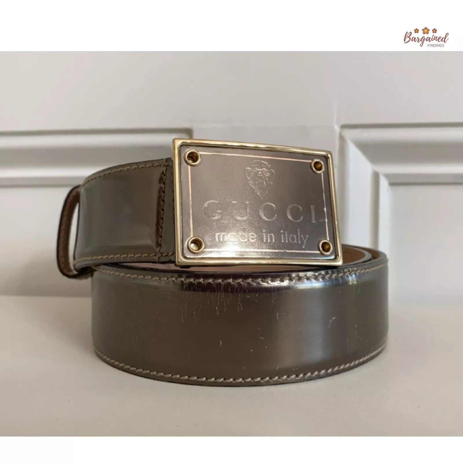 Gucci Gucci Metallic Leather Hysteria Square Buckle Belt 32 Size 32 - 1 Thumbnail