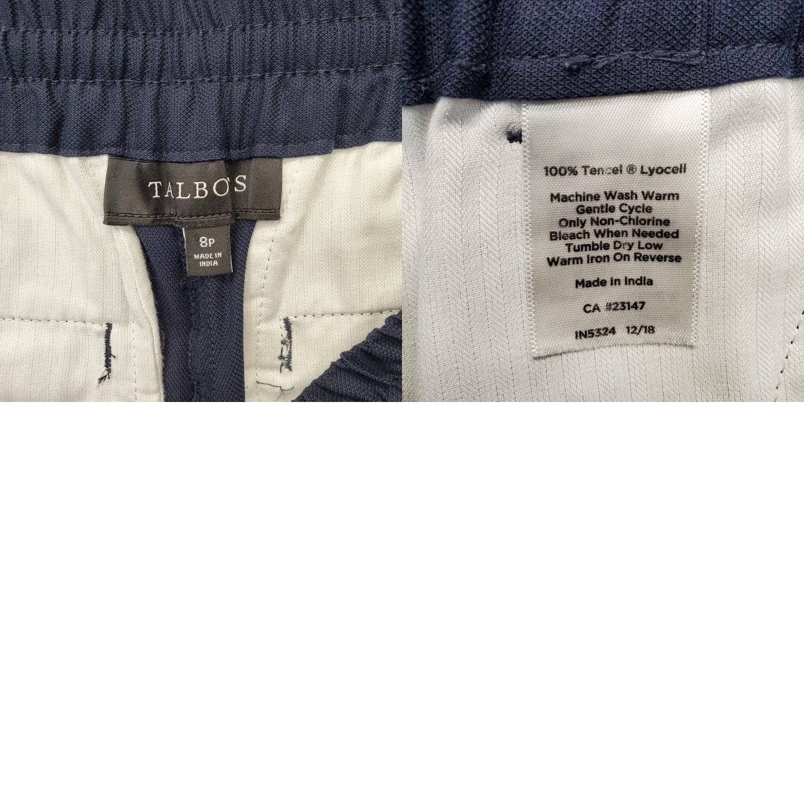 Talbots Talbots Ankle Pants Women 8P Navy Stretch Elastic Waistband Pull On Casual Slim Pockets 8 Petite Womens Size 8P Navy Size 30" / US 8 / IT 44 - 8 Thumbnail