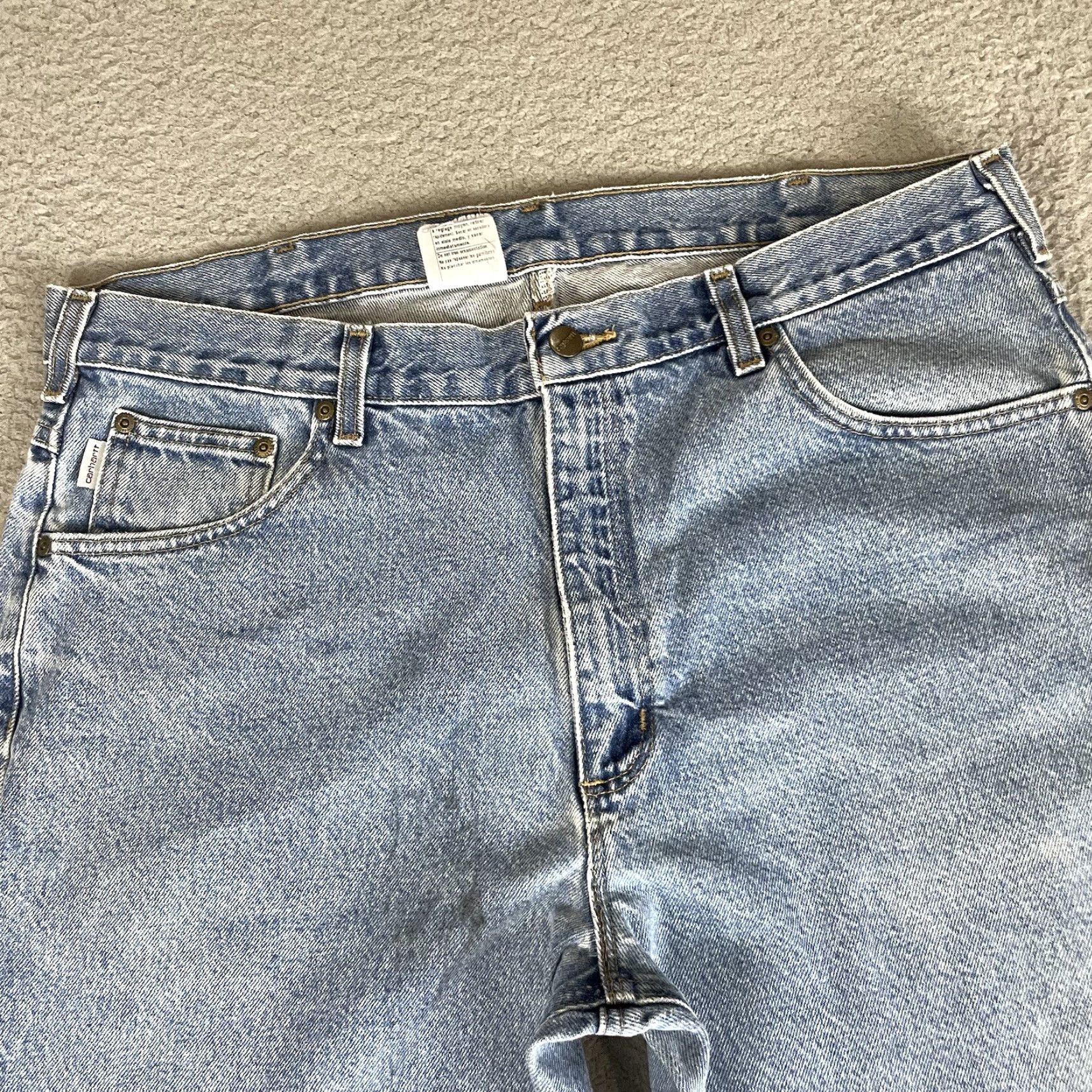 Carhartt Carhartt Jeans Mens 38x30 Blue Denim Relaxed Fit Workwear Chore Barn Light Wash Denim Jeans Size US 38 / EU 54 - 6 Thumbnail