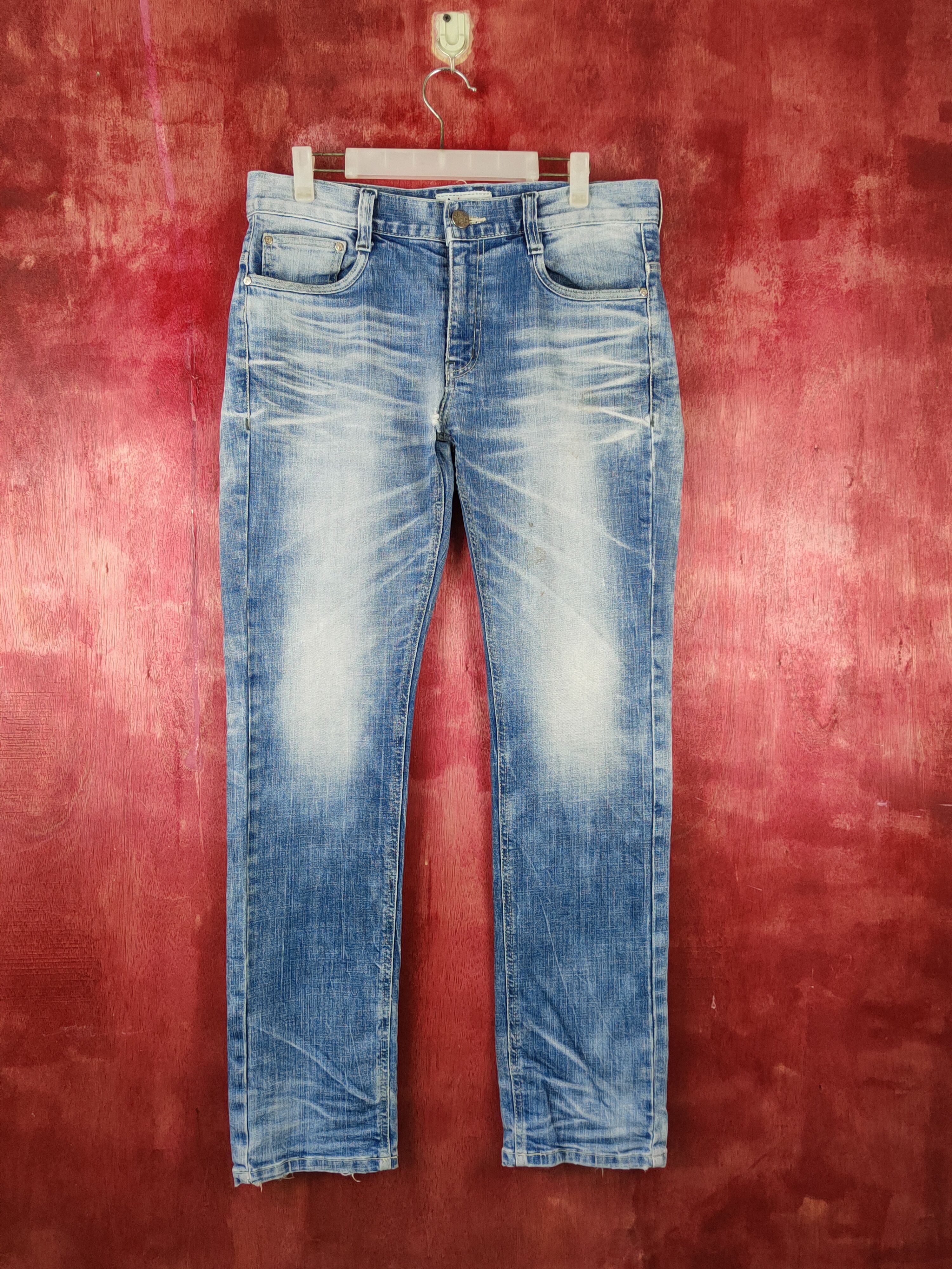 Japanese Brand Arix Blue Faded ripped distressed jeans Denim #S1603 Size US 32 / EU 48 - 1 Thumbnail