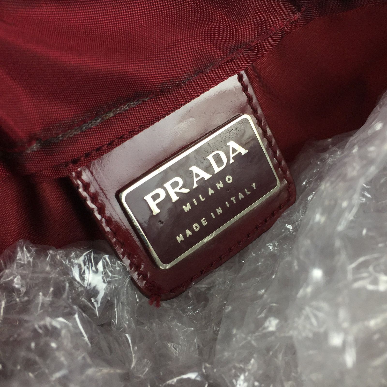 Prada Prada Burgundy Red Nylon Shoulder Bag Size ONE SIZE - 4 Thumbnail