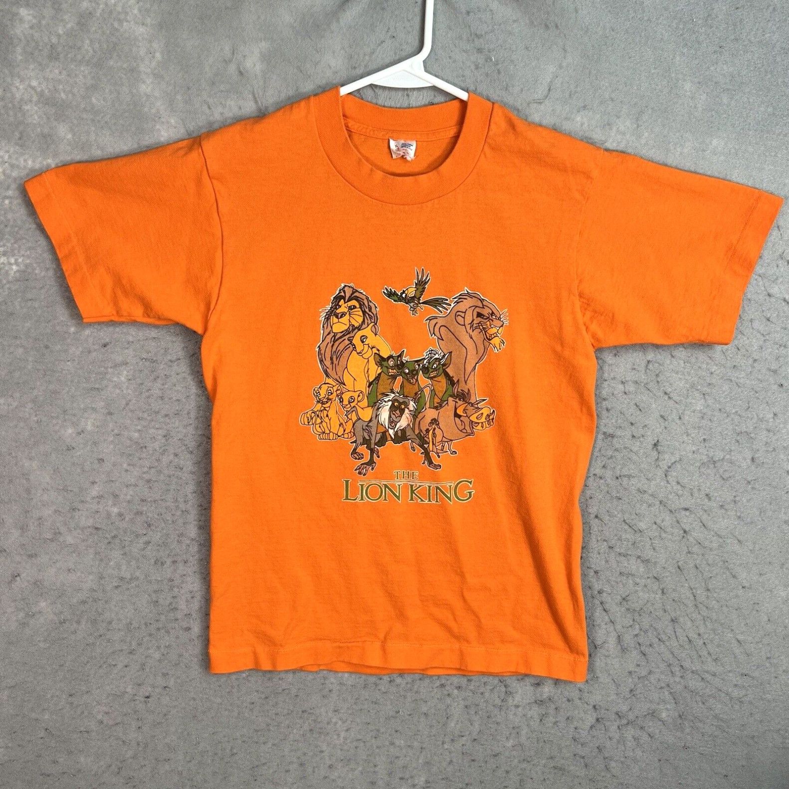 image of Fruit Of The Loom Vintage 90's The Lion King Movie Promo T Shirt Youth XL Orange Made In Usa in Whi