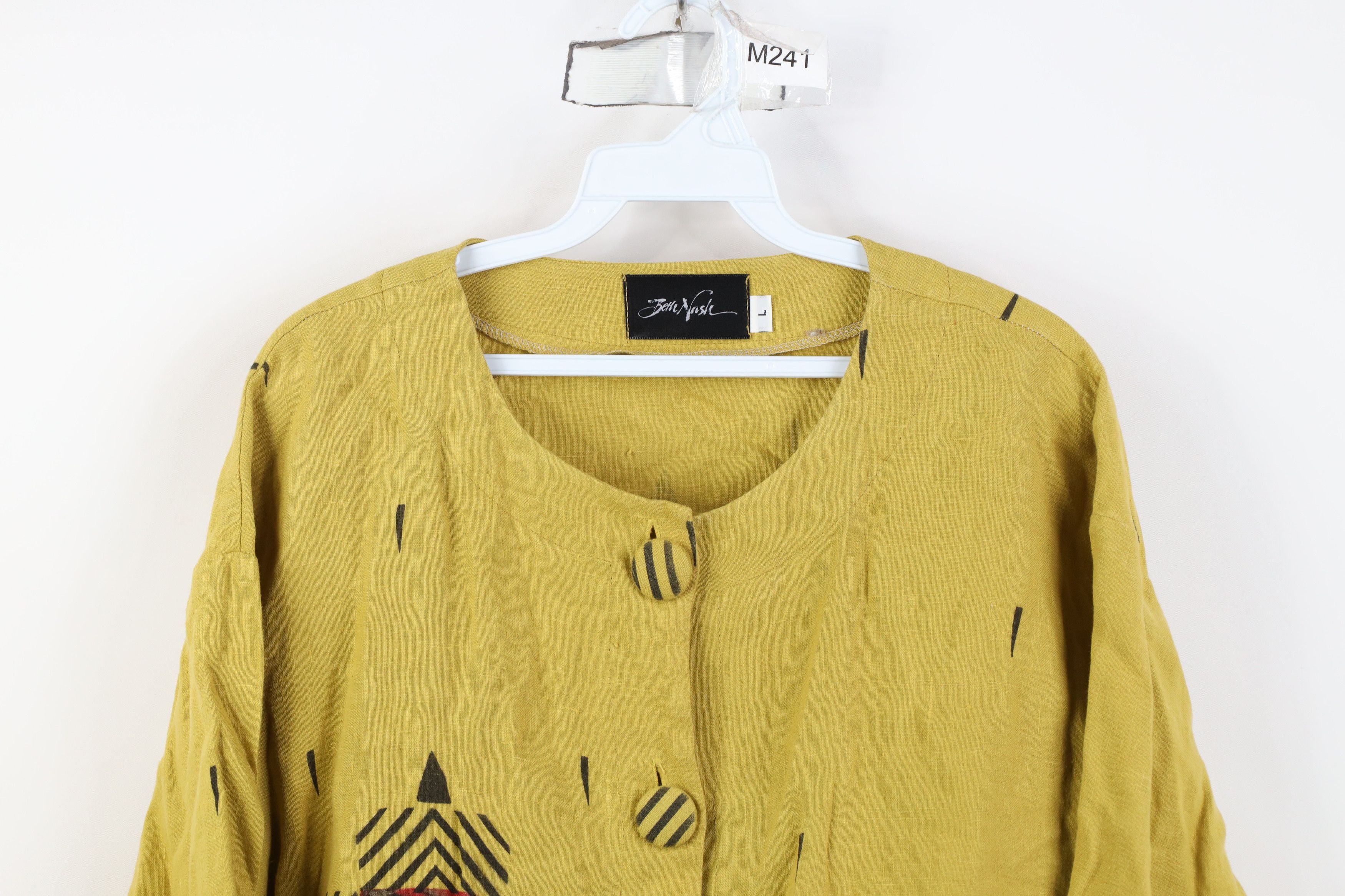 Vintage Vintage 90s Beth Nash Lagenlook Linen Abstract Art Jacket Size L / US 10 / IT 46 - 2 Thumbnail