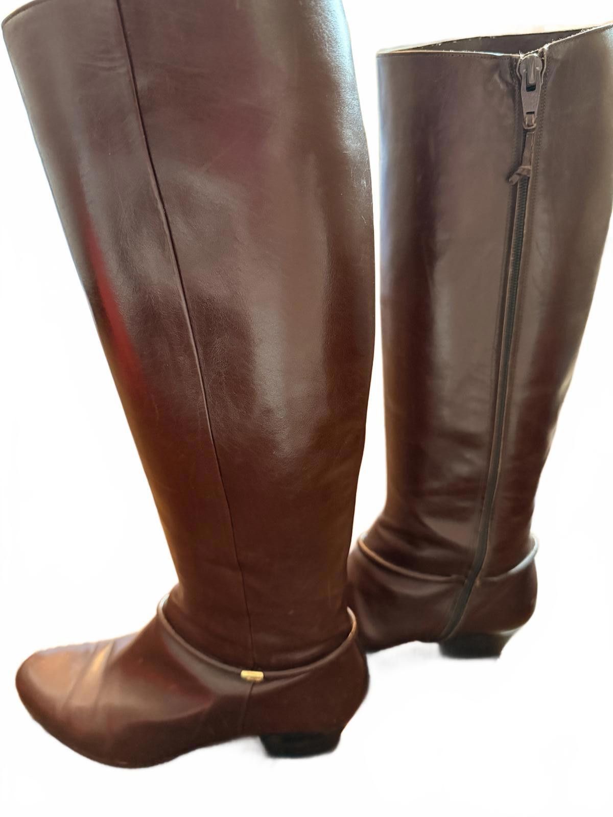 Salvatore Ferragamo Salvatore Ferragamo Leather Knee-High Boots Side Zipper Size US 7 / IT 37 - 6 Thumbnail