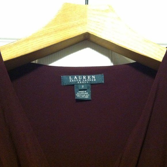 Ralph Lauren RALPH LAUREN WOMEN'S NEW BURGUNDY 95%POLYESTER DRESS SIZE: 2 Size XS / US 0-2 / IT 36-38 - 5 Thumbnail