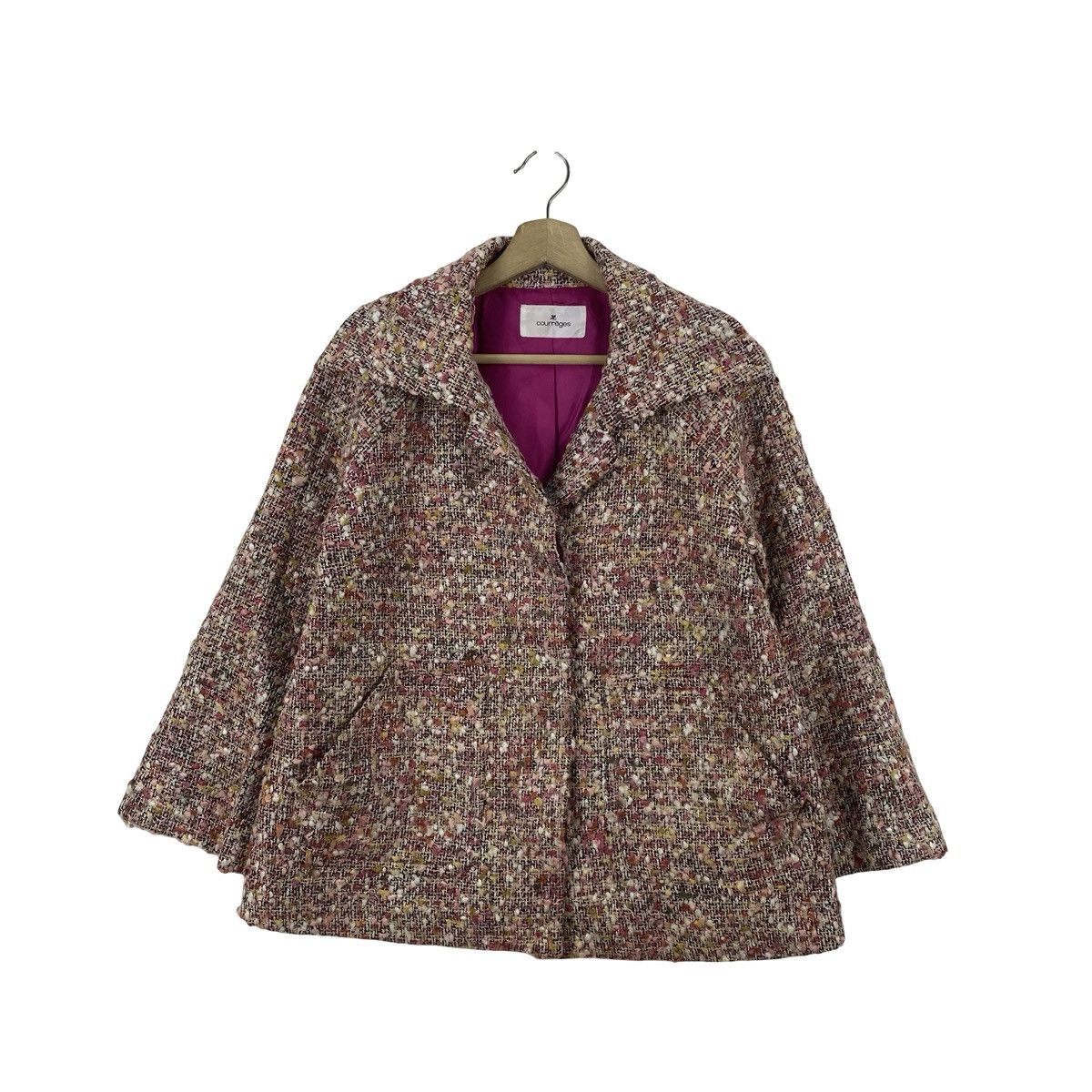 Courreges Vintage COURREGES TWEED Jacket Cropped Coat Paris Designer Size M / US 6-8 / IT 42-44 - 3 Thumbnail
