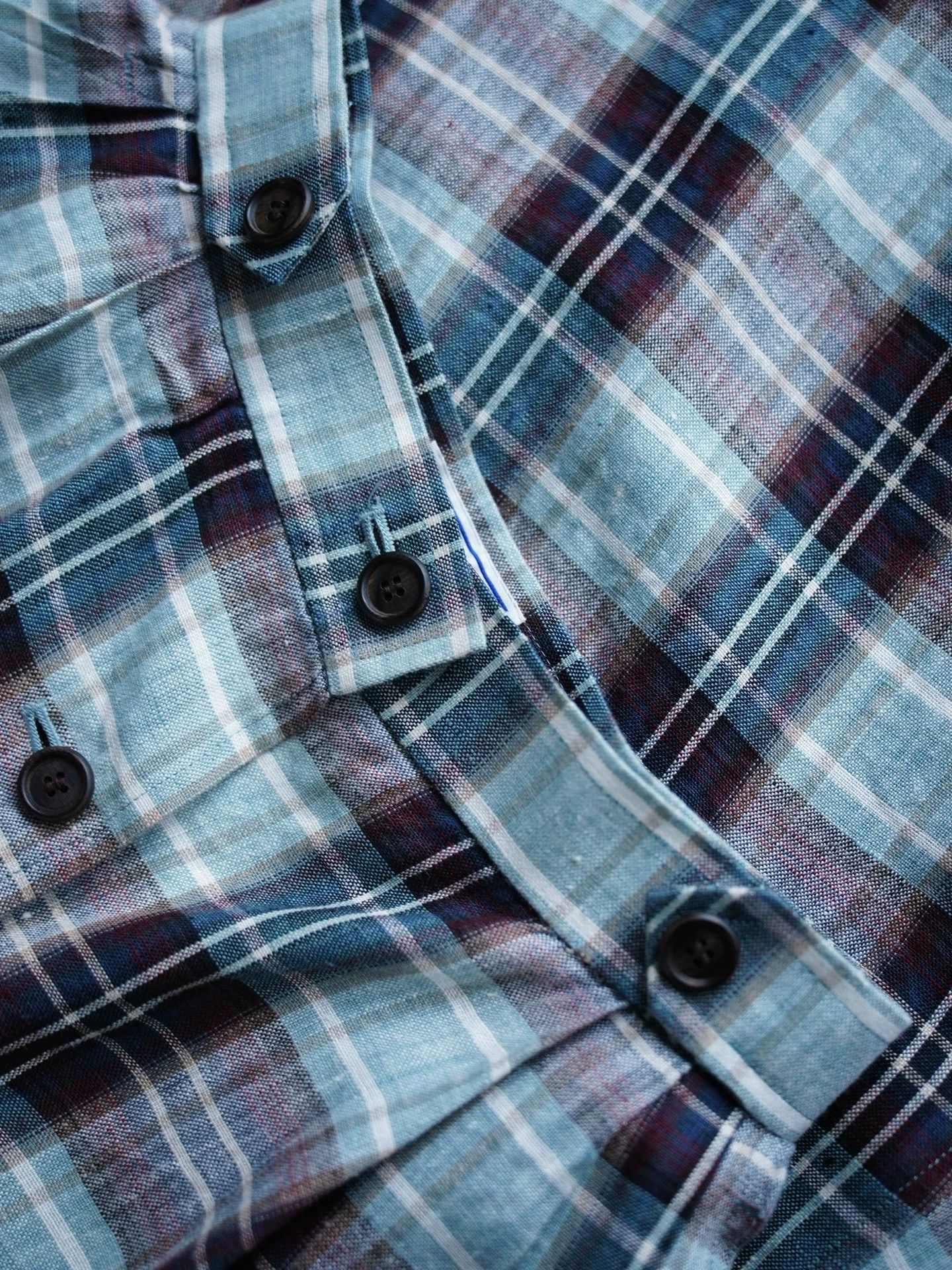 Yves Saint Laurent YSL Vintage Blue Check Linen Skirt Size 26" / US 2 / IT 38 - 7 Thumbnail