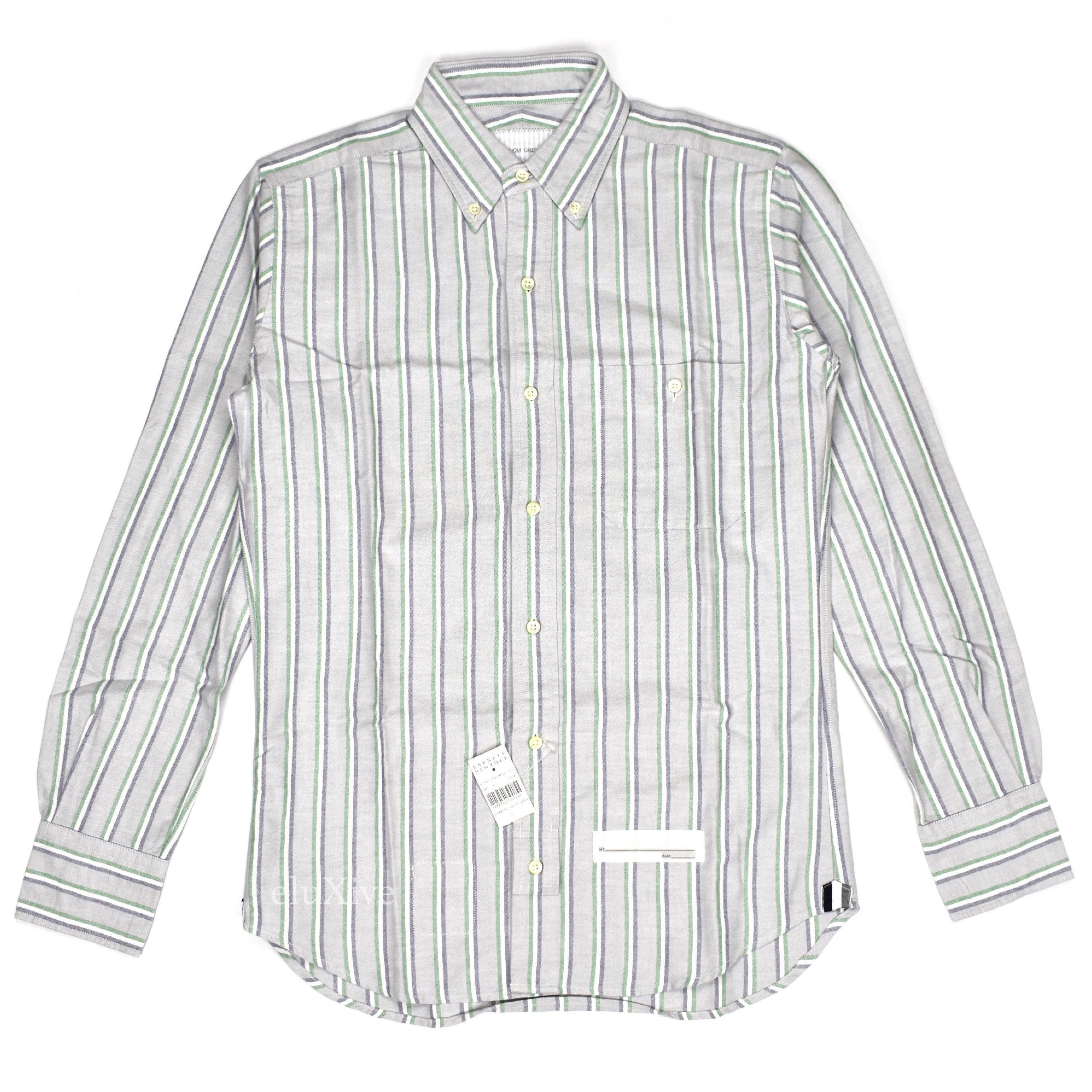 Thom Browne Thom Grey Logo Stripe Oxford Shirt NWT Size US XS / EU 42 / 0 - 1 Preview