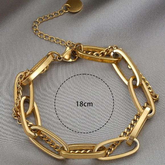 Other Women Stainless Steel Double Layer Chain Bracelet Size ONE SIZE - 4 Thumbnail