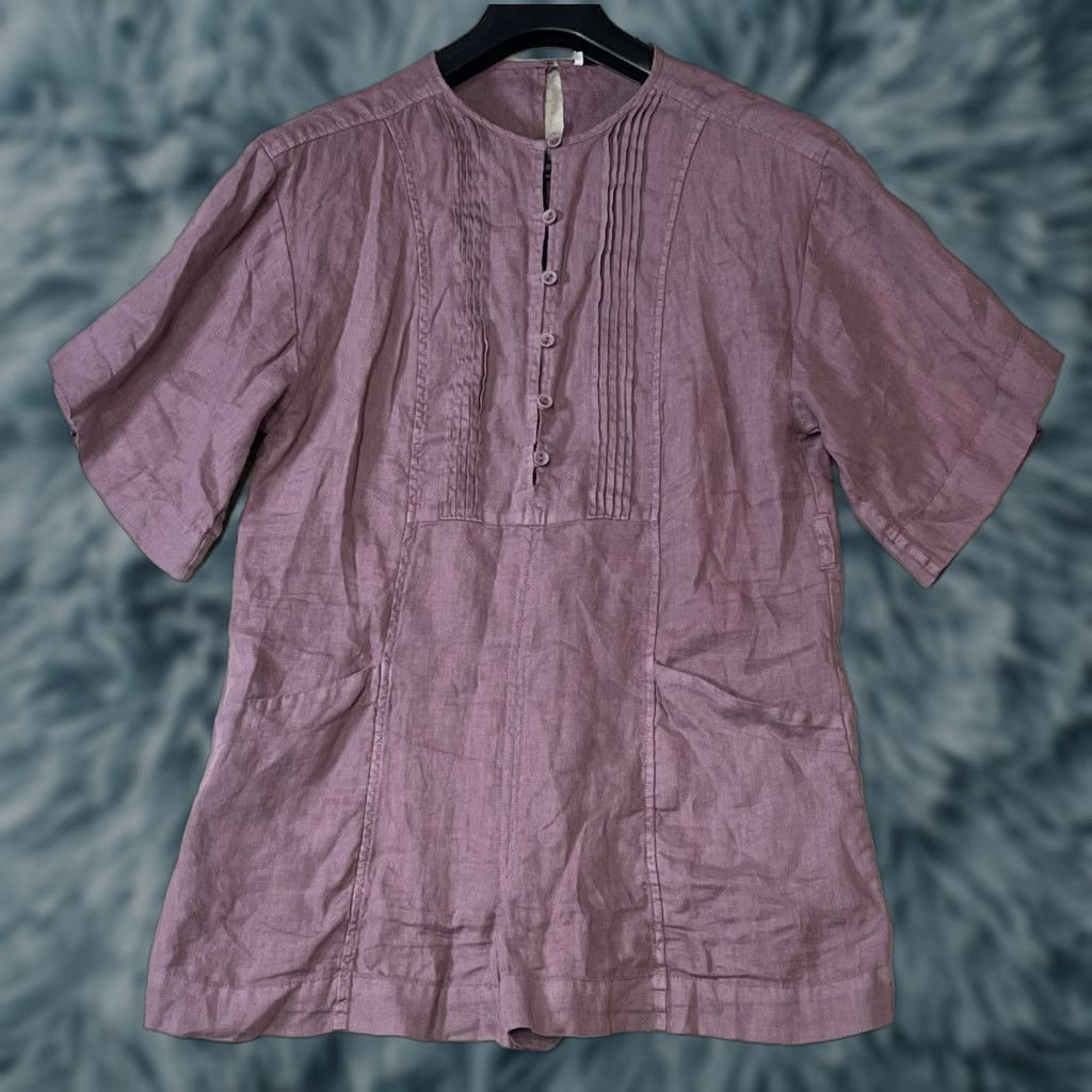 Joie JOIE Pink Linen Top Blouse 100% Linen Short Sleeve Oversized Women XS XS Small Clothing Ladies Womens) Size XS / US 0-2 / IT 36-38 - 1 Thumbnail