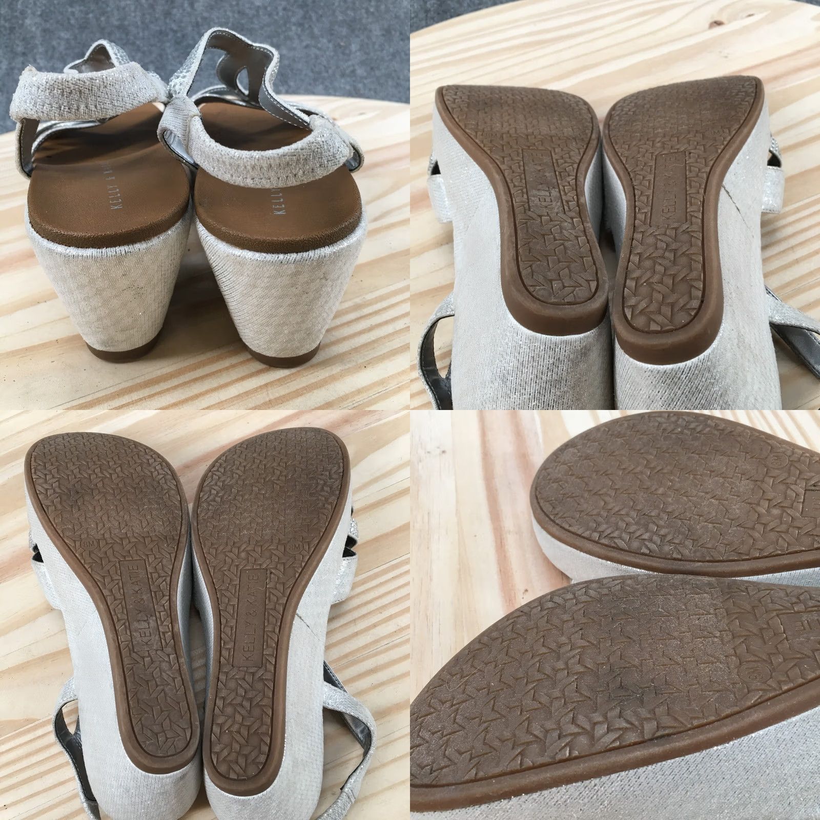 Vintage Kelly & Katie Sandals Calasy Strappy Wedge Beige Fabric Slip On Womens 8 M Shoes Size US 8 / IT 38 - 8 Thumbnail