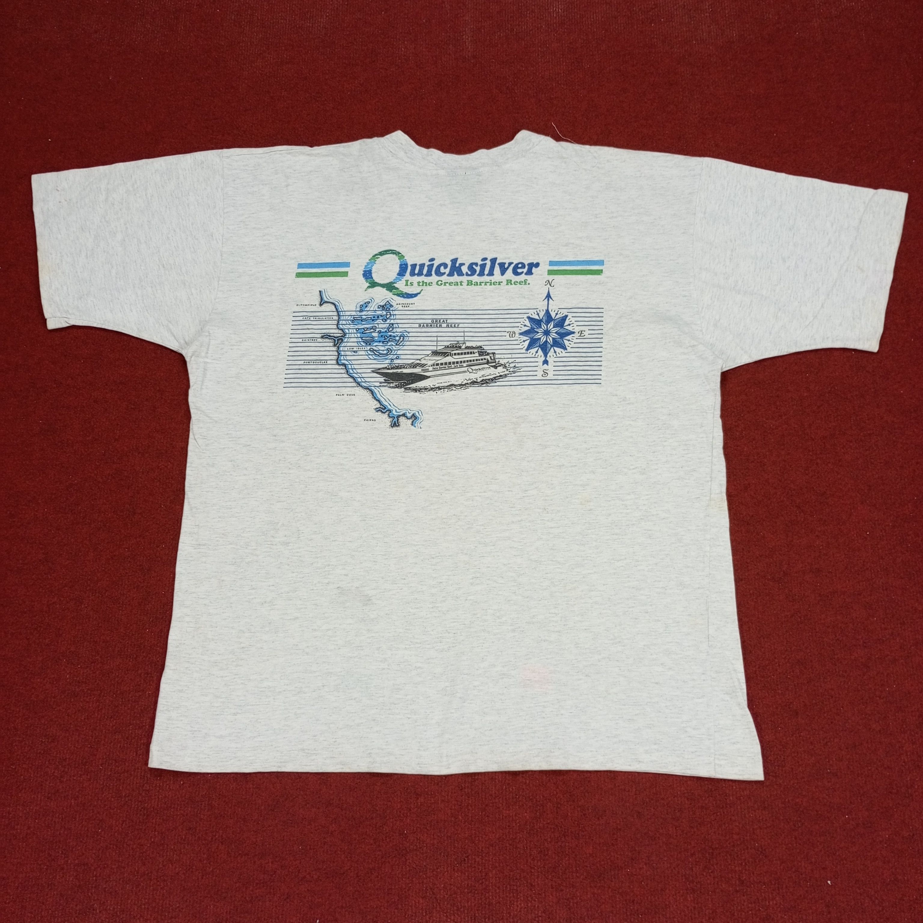 Quicksilver × Vintage Quicksilver Backprint Design Vintage Tshirt Size US XL / EU 56 / 4 - 1 Thumbnail