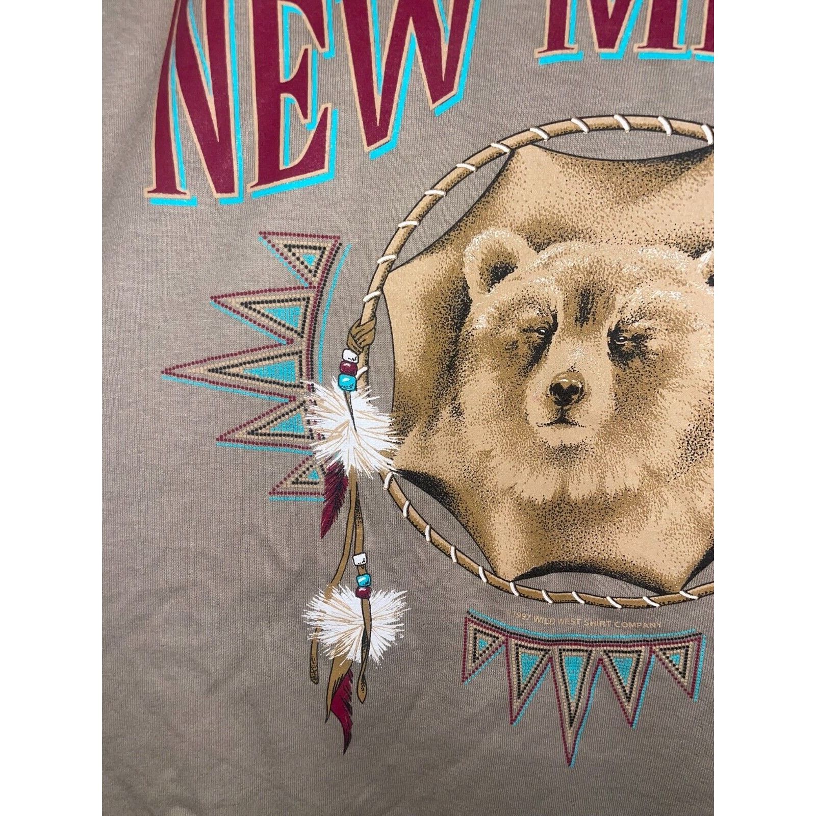 Jerzees Vintage New Mexico Shirt Jerzees Bear Animal Brown 90s VTG L Size US L / EU 52-54 / 3 - 4 Thumbnail