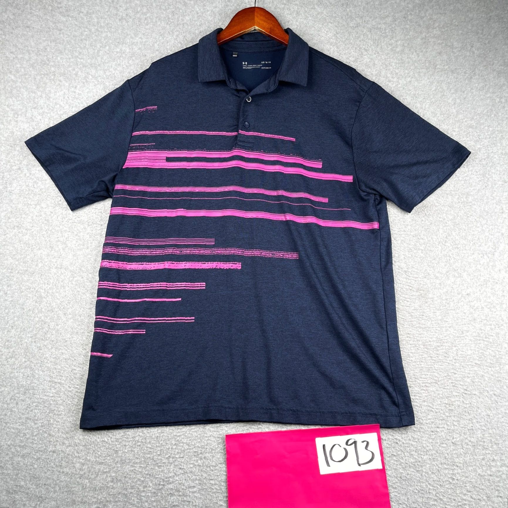 Under Armour Under Armour HeatGear Polo Shirt Mens L Navy Blue Purple Striped Stretch Polo Shirt Sports Golf Short Sleeve Size US L / EU 52-54 / 3 - 2 Thumbnail