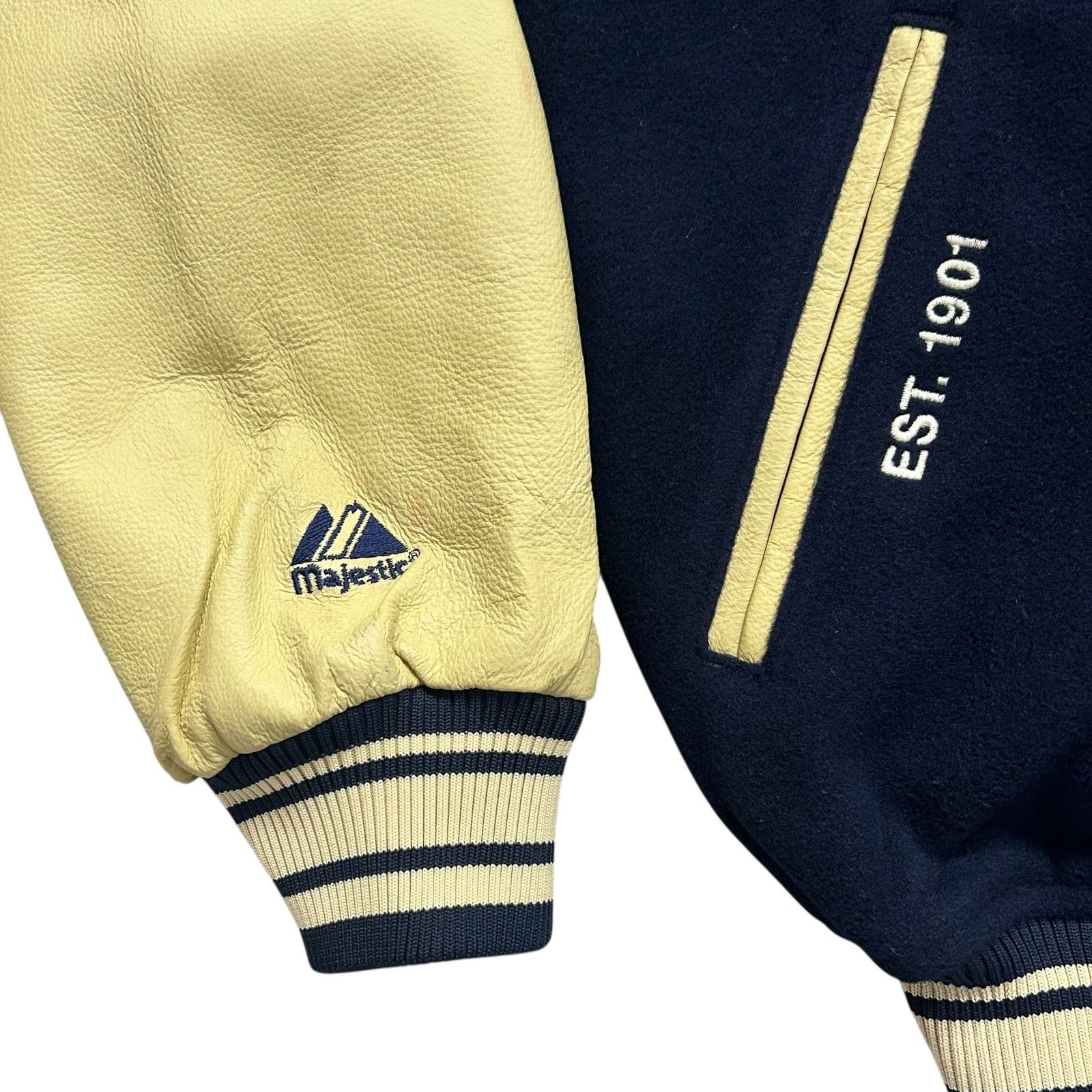 90s CLEVELAND INDIANS MAJESTIC VARSITY JACKET LEATHER WOOL