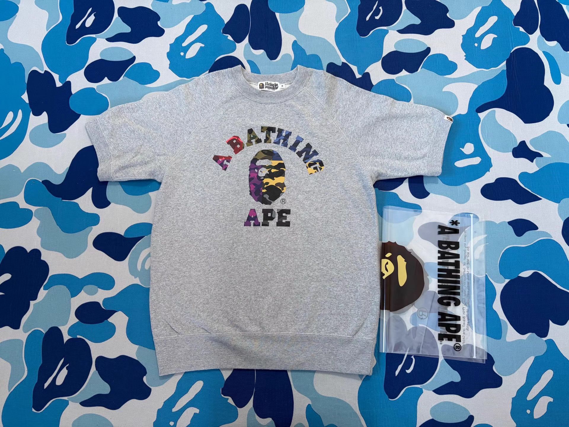Bape Bape Ape Head Camo Color Block Short Sleeve Sweatshirt Size US M / EU 48-50 / 2 - 1 Thumbnail