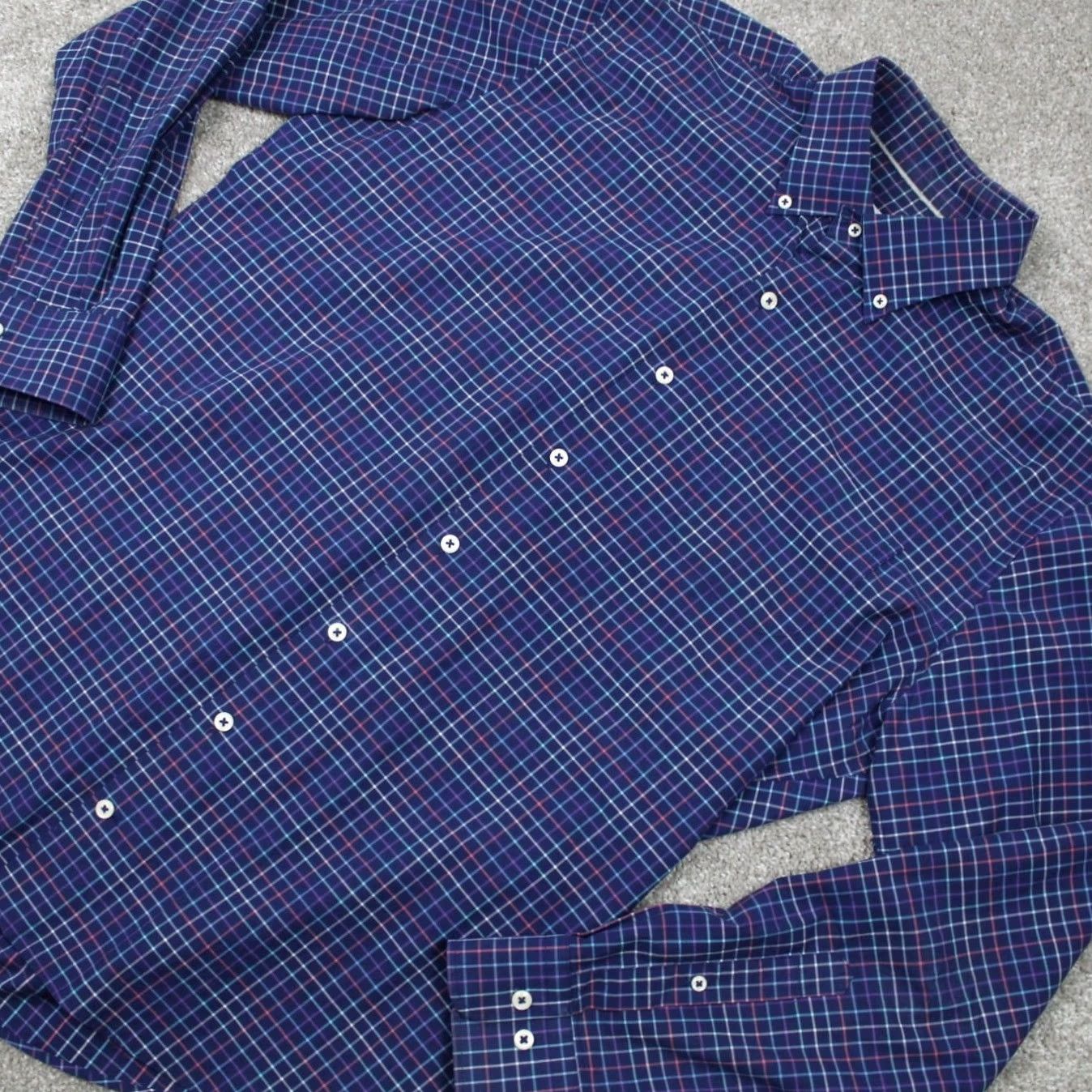 Peter Millar Peter Millar Shirt Mens Large Blue/Red/Purple Cotton Stretch L/S Button Down Size US L / EU 52-54 / 3 - 3 Thumbnail