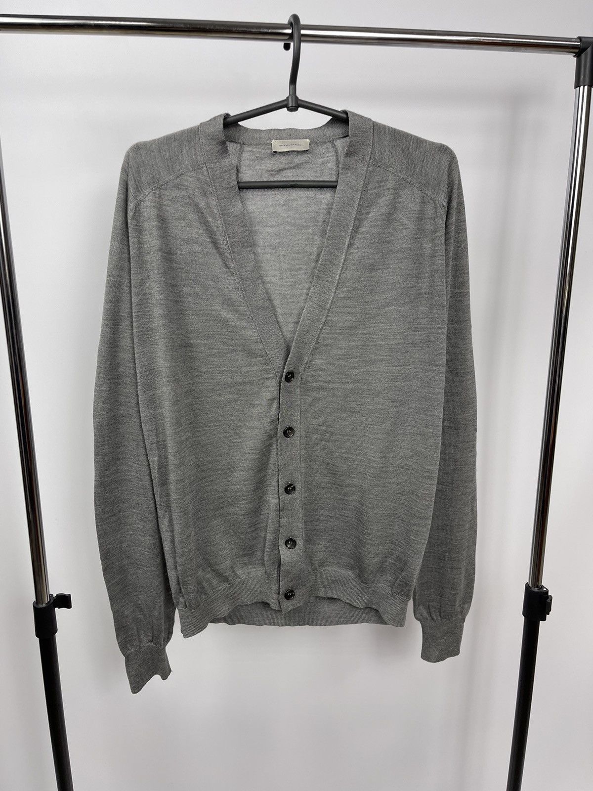 Balenciaga Balenciaga.Paris Cardigan Size L Grey Knit 100% Wool Sweater Size L / US 10 / IT 46 - 1 Thumbnail