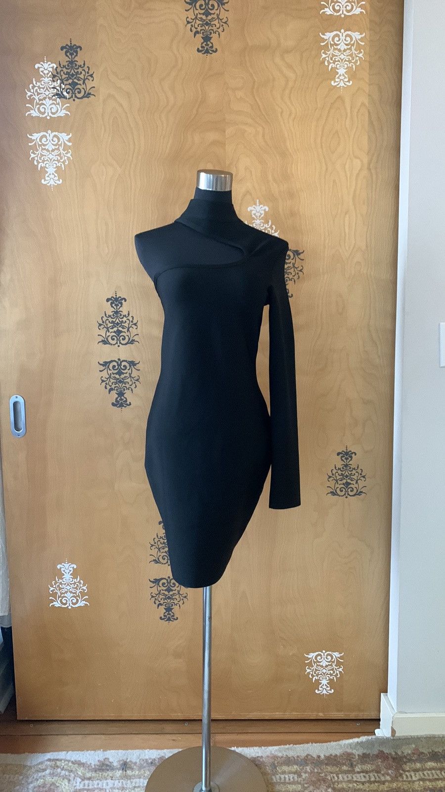 Designer NEW One Shoulder Midi Asymmetrical Dress in Black Size M / US 6-8 / IT 42-44 - 16 Thumbnail