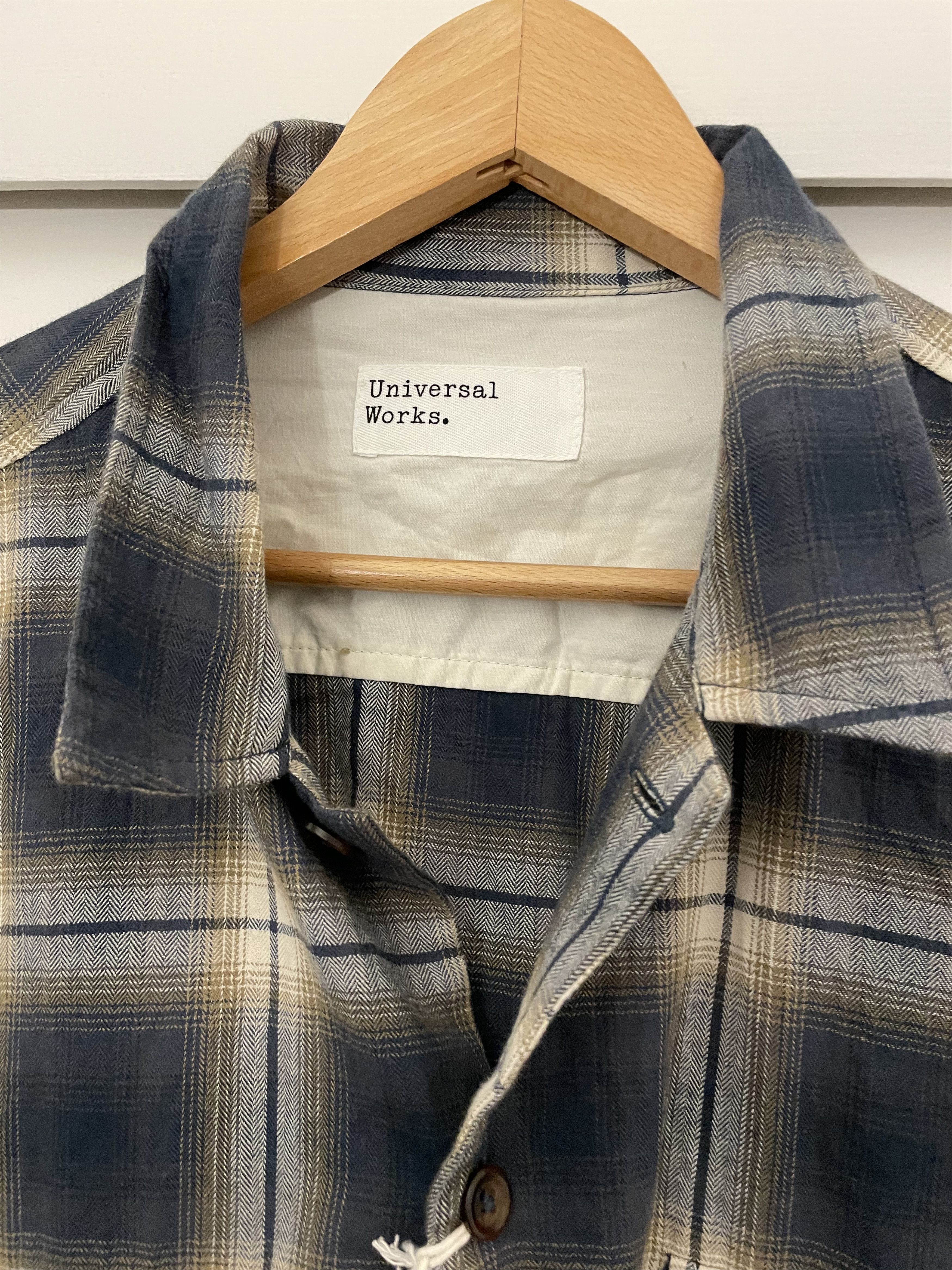 Universal Works Shadow Check Shirt Navy Size US XXL / EU 58 / 5 - 2 Thumbnail