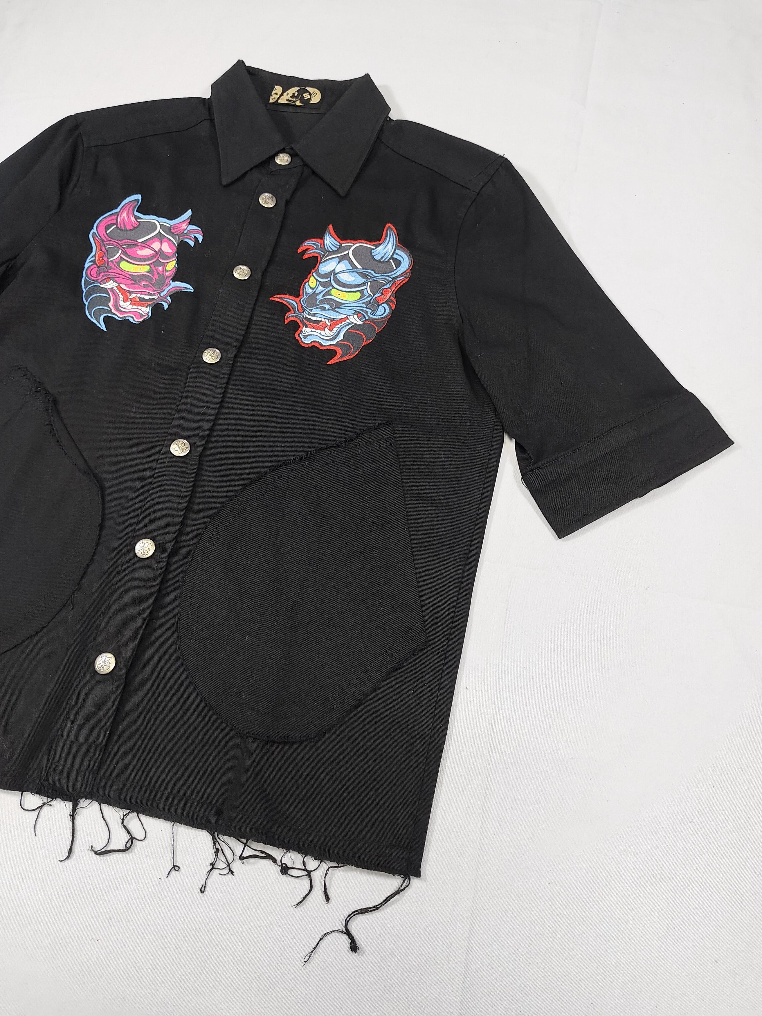 Seditionaries 00s Skullism Archive Japanese Geisha Oni Pacth Cropped Shirt Size US M / EU 48-50 / 2 - 4 Thumbnail