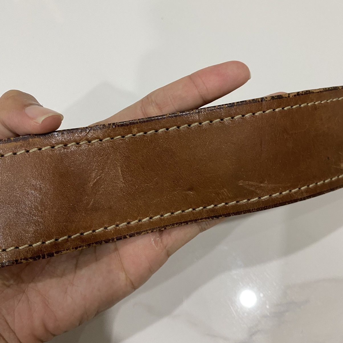 Emporio Armani VTG Emporio Armani Spanish Civil War Eagle Buckle Leather Size 32 - 4 Thumbnail