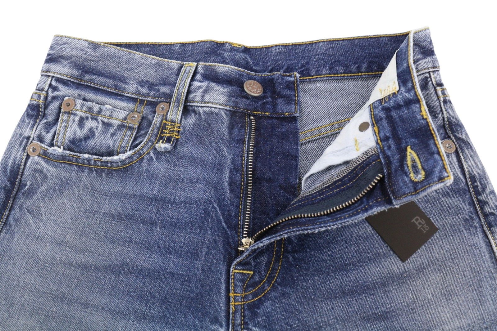 R13 ROMEO 24 Hutton Blue Faded Zip Fly Jeans 87171 Size 24" / US 00 / IT 34 - 5 Thumbnail
