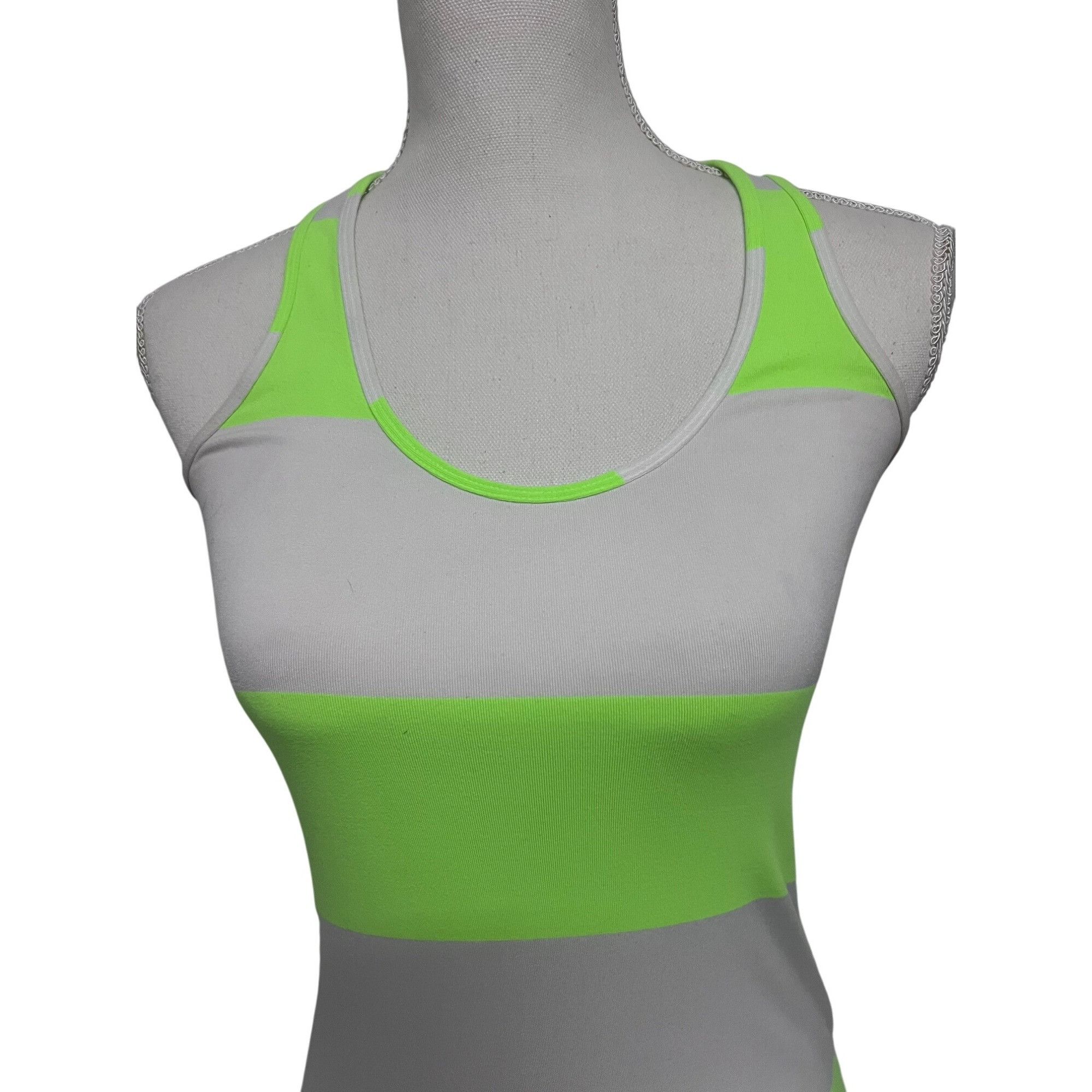 Lululemon Lululemon Womens Green White Striped Racerback Fitted Tank T Size S / US 4 / IT 40 - 4 Thumbnail