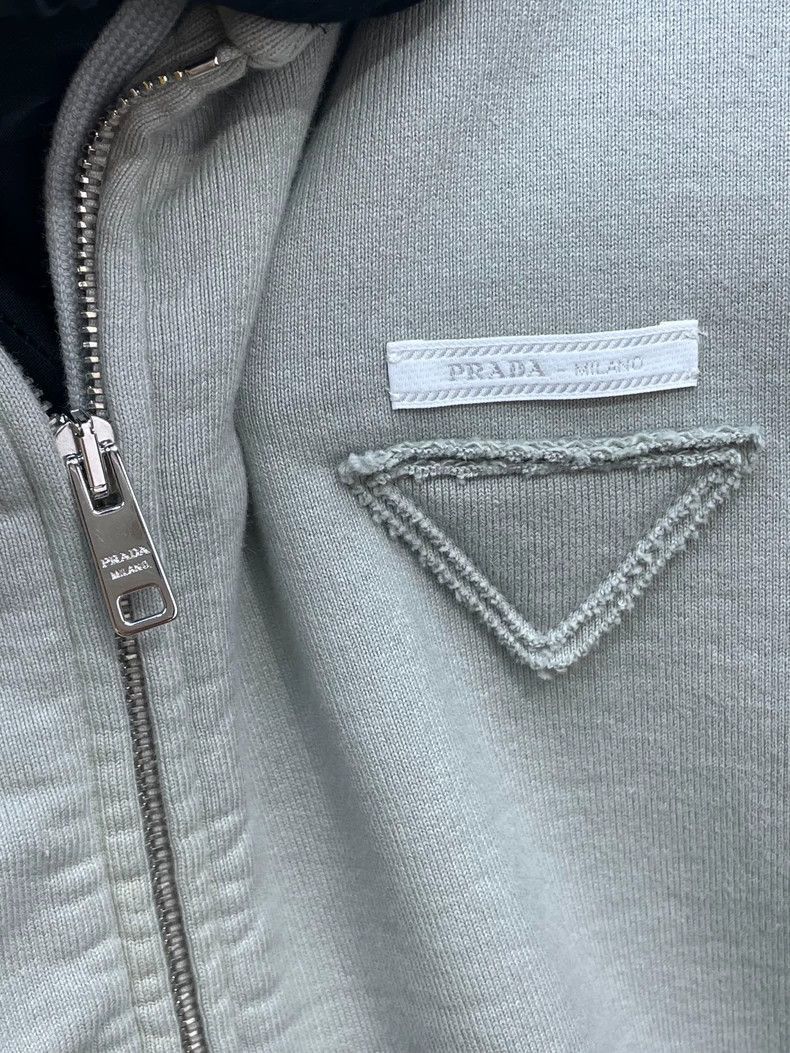 Prada Prada Gray Hooded Sweatshirt with Feather Details-2506 Size XS / US 0-2 / IT 36-38 - 4 Thumbnail