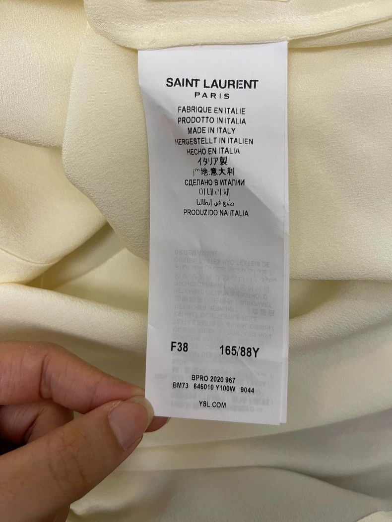 Saint Laurent Paris Saint Laurent Paris Saint Laurent Beige Silk Shirt with Ti Size US M / EU 48-50 / 2 - 5 Thumbnail
