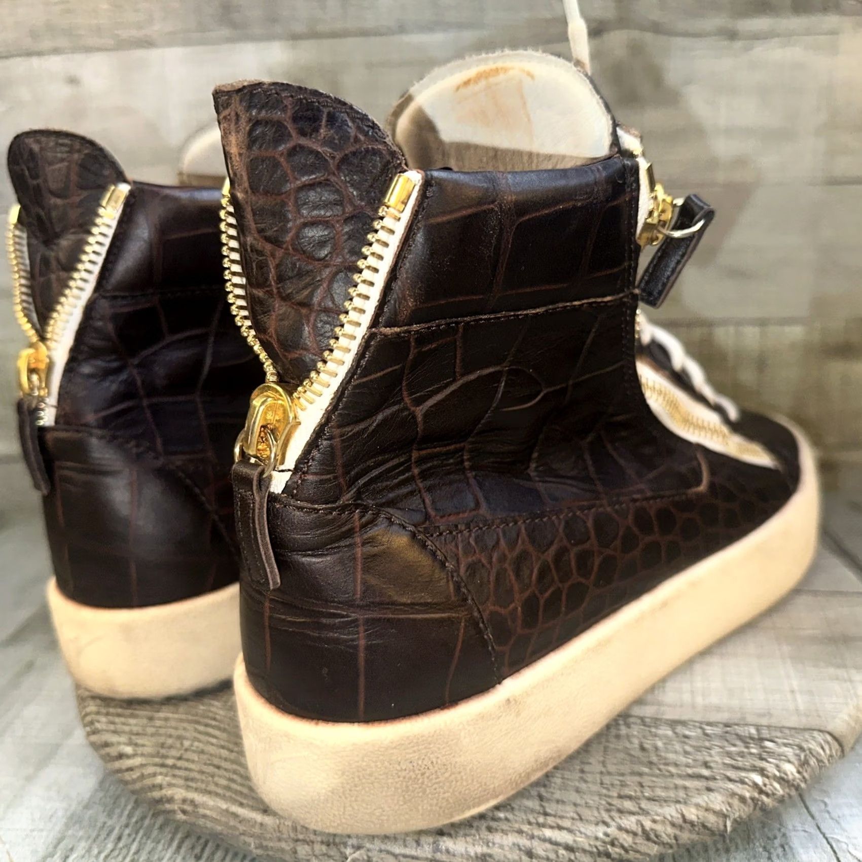 Giuseppe Zanotti VINTAGE Giuseppe Zanotti May Croc Brown Leather High Top Sneakers Mens Size 11 EU 44 Size US L / EU 52-54 / 3 - 7 Thumbnail