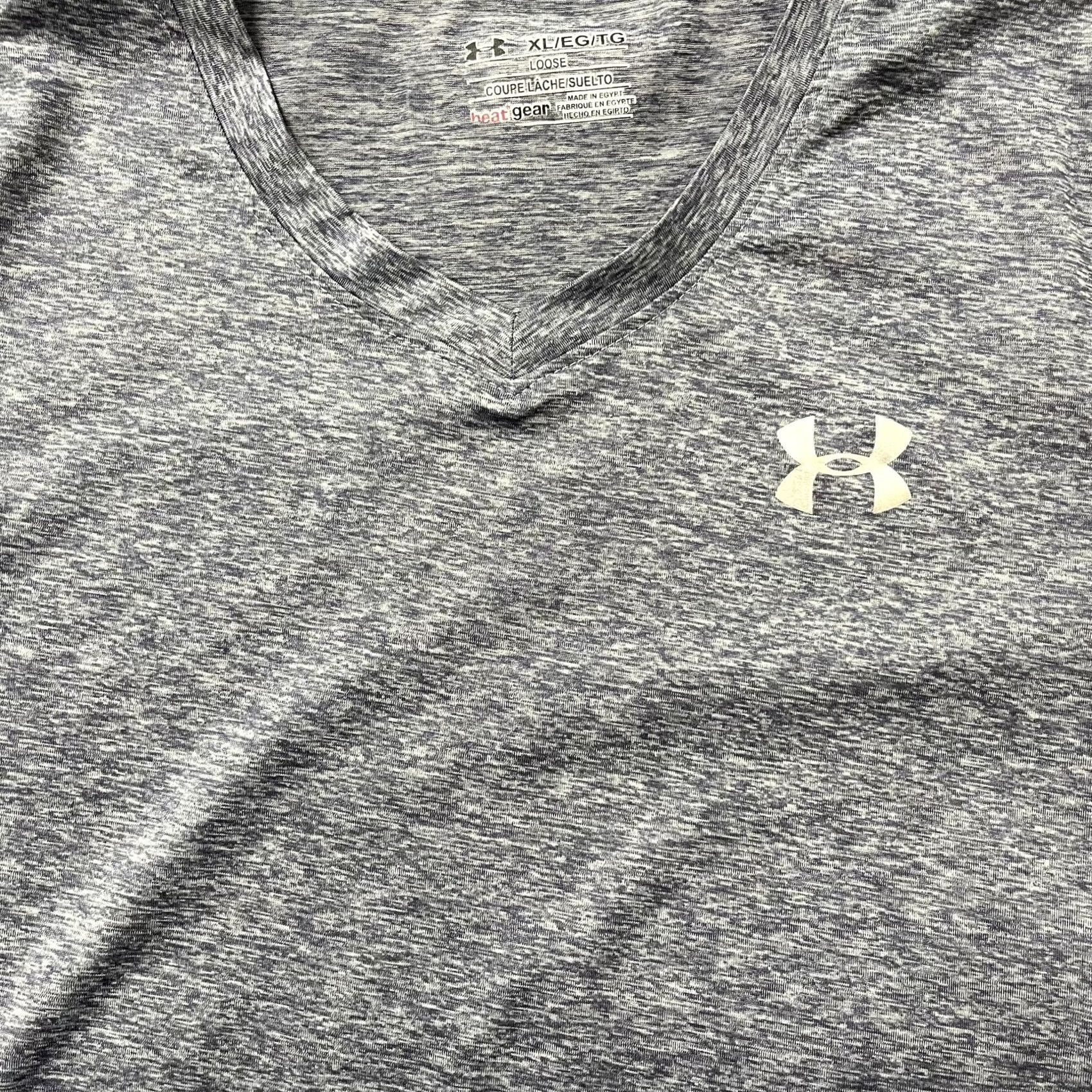 Under Armour Under Armour Shirt Womens XL Gray HeatGear V Neck Short Sleeve Athletic Workout Size XL / US 12-14 / IT 48-50 - 2 Thumbnail