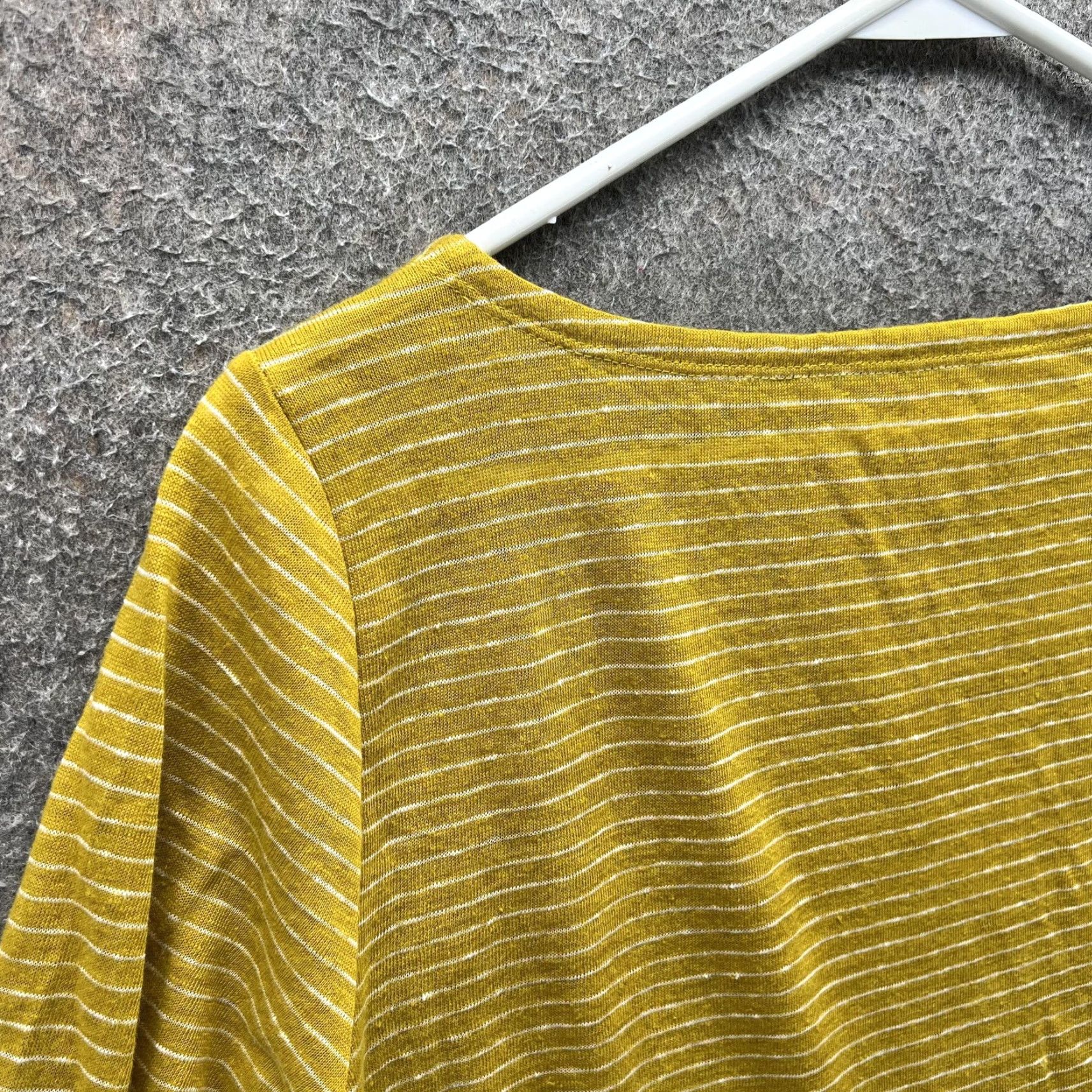 Eileen Fisher Eileen Fisher Shirt Womens PM Yellow Striped Boat Neck 3/4 Sleeve Tunic Jersey Size M / US 6-8 / IT 42-44 - 7 Thumbnail