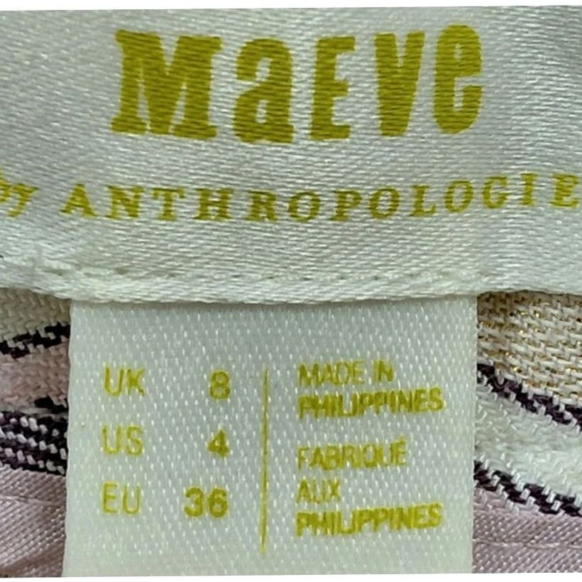 Vintage Maeve by Anthropologie Pants Woven Women Size 4 Striped Linen Blend Size 27" / US 4 / IT 40 - 5 Thumbnail