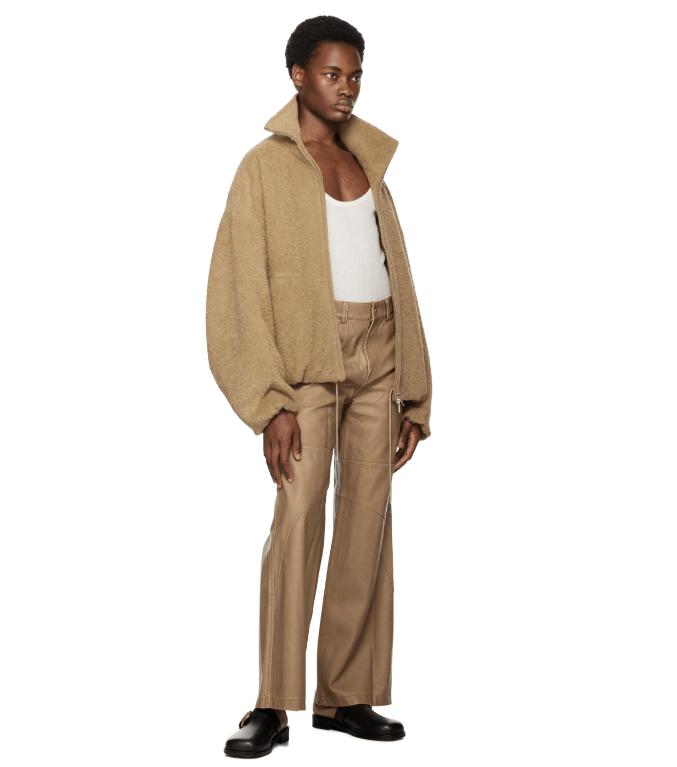 System System Tan Hairy Wool Bomber Jacket Devin Booker Size US M / EU 48-50 / 2 - 9 Thumbnail