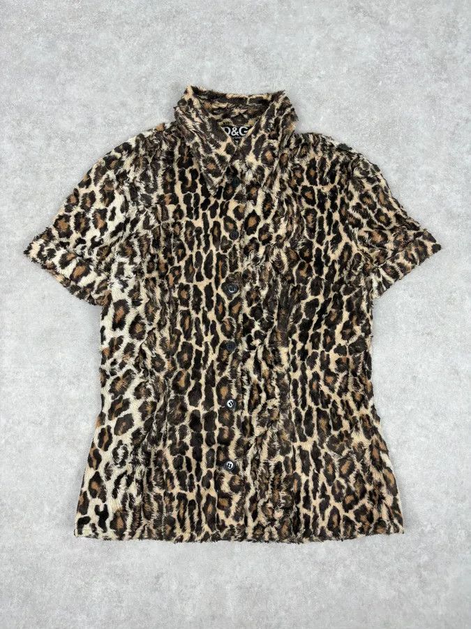 Dolce & Gabbana 2000s Dolce & Gabbana Beige Faux Fur Leopard Shirt Size S / US 4 / IT 40 - 1 Thumbnail
